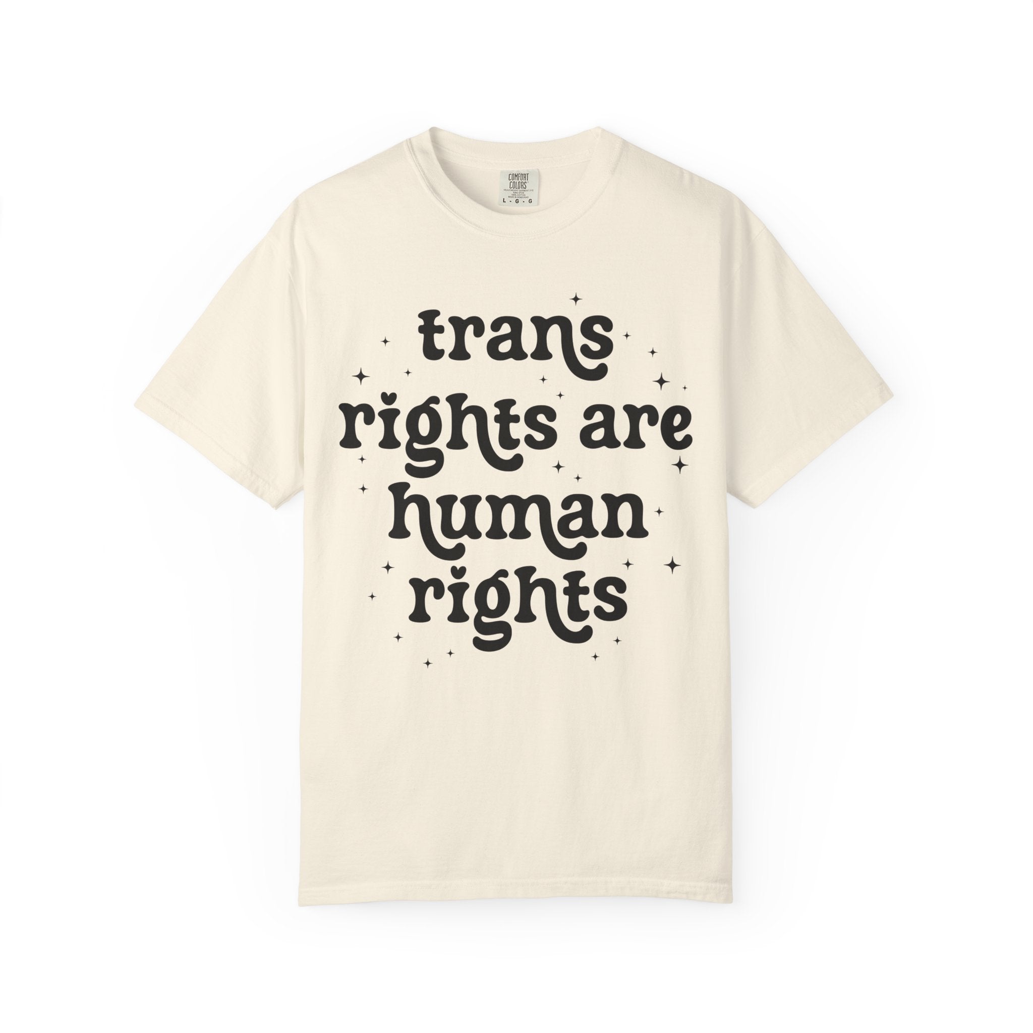 Trans Rights are Human Rights Tee Shirt with Stars, Equal Rights LGBTQ+ T-Shirt, Social Justice Activism Tee, Pride Month Trans Ally Tee - Opal and June