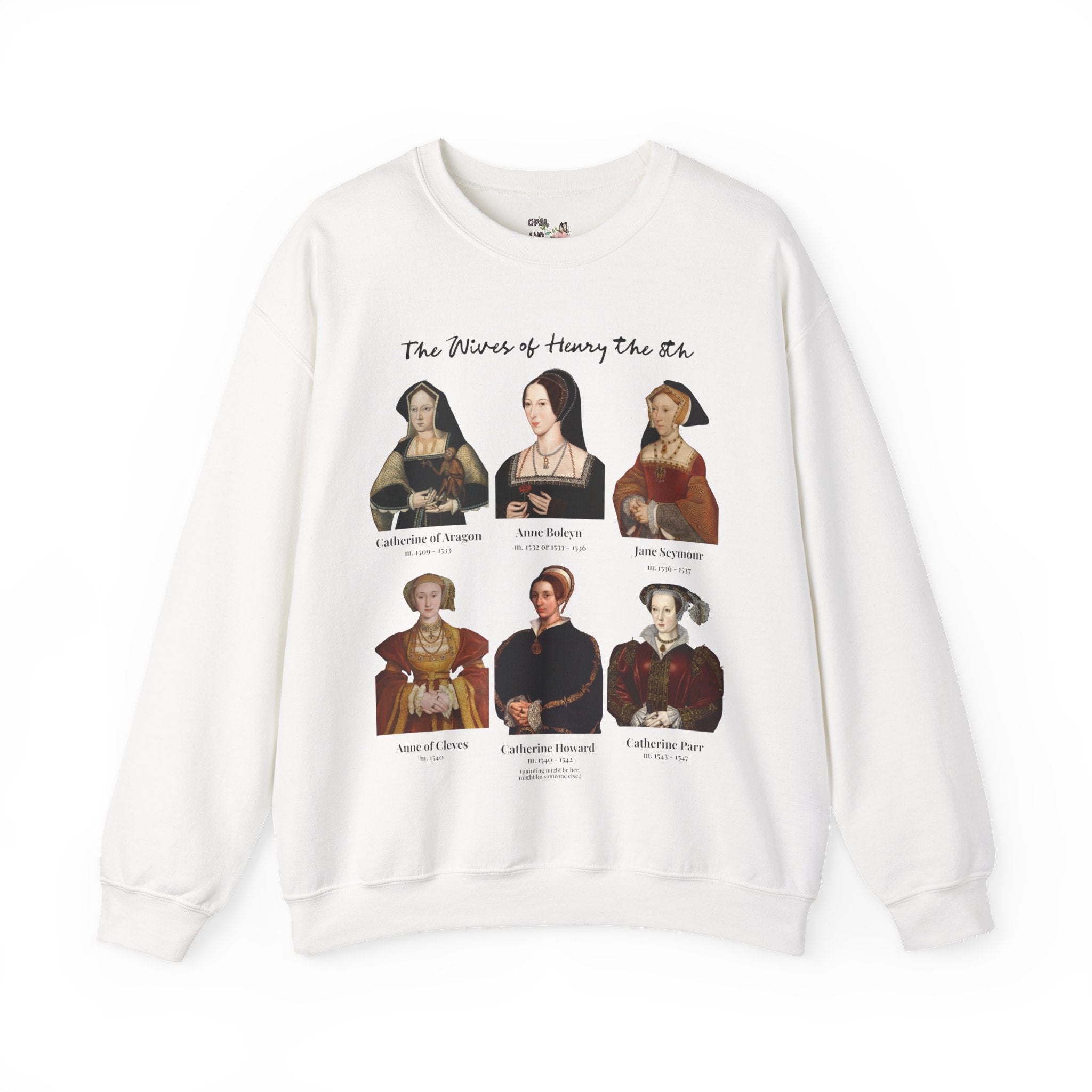 Tudor History Sweatshirt: Henry the 8th's Wives, Maximalist Art History Crewneck, Medieval Royal History, English History, Anne Boleyn Shirt - Opal and June