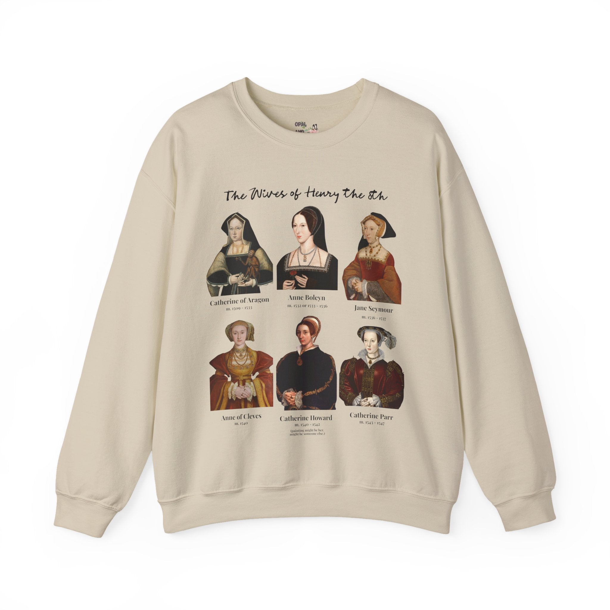 Tudor History Sweatshirt: Henry the 8th's Wives, Maximalist Art History Crewneck, Medieval Royal History, English History, Anne Boleyn Shirt - Opal and June