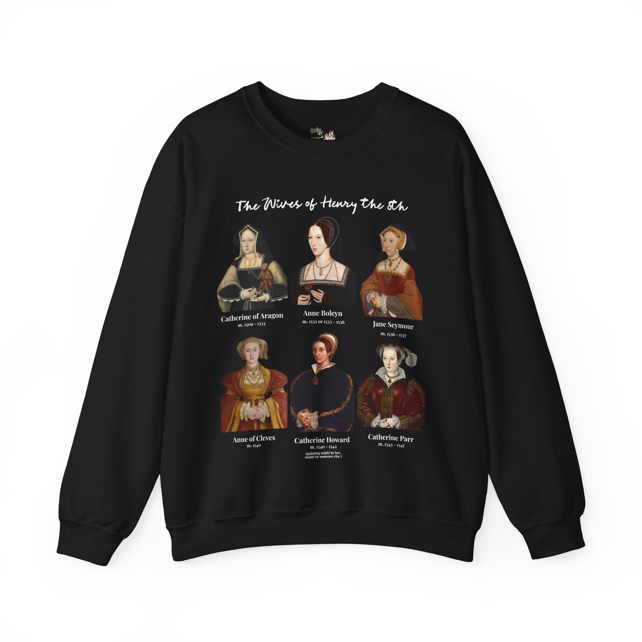 Tudor History Sweatshirt: Henry the 8th's Wives, Maximalist Art History Crewneck, Medieval Royal History, English History, Anne Boleyn Shirt - Opal and June