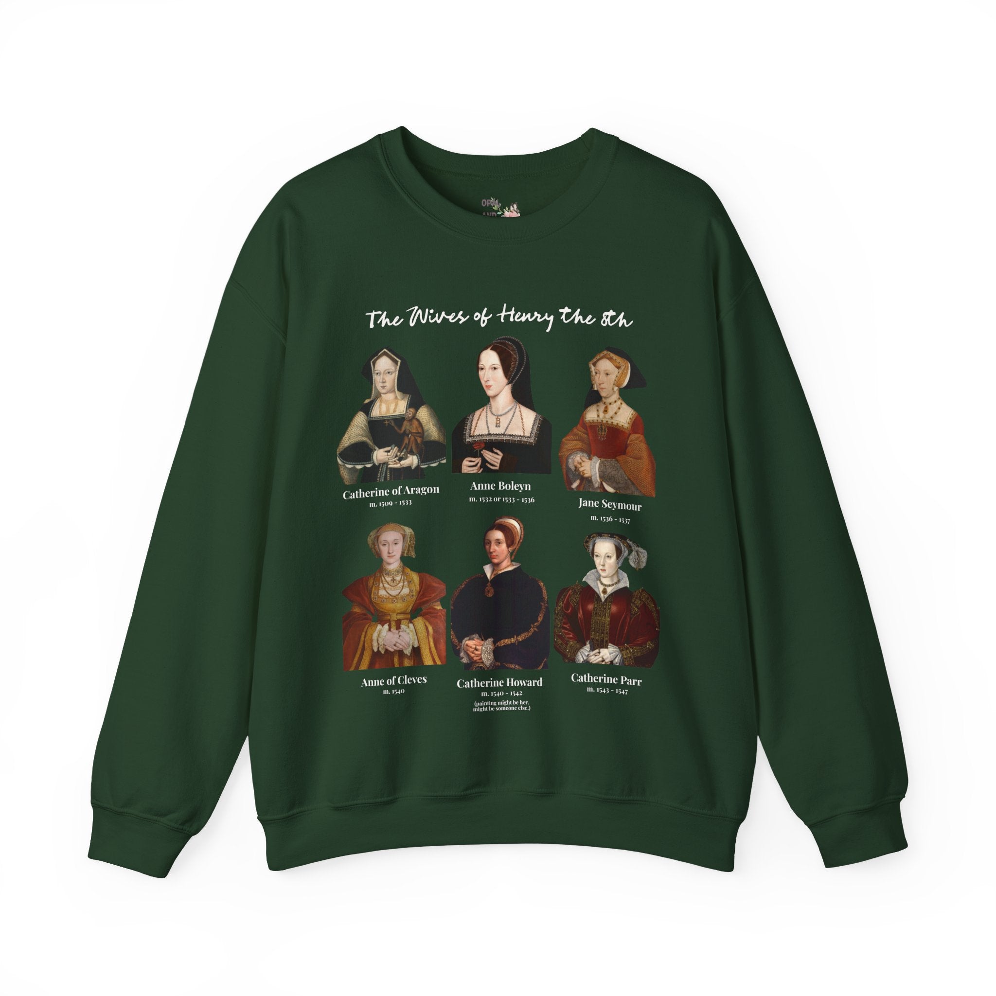 Tudor History Sweatshirt: Henry the 8th's Wives, Maximalist Art History Crewneck, Medieval Royal History, English History, Anne Boleyn Shirt - Opal and June