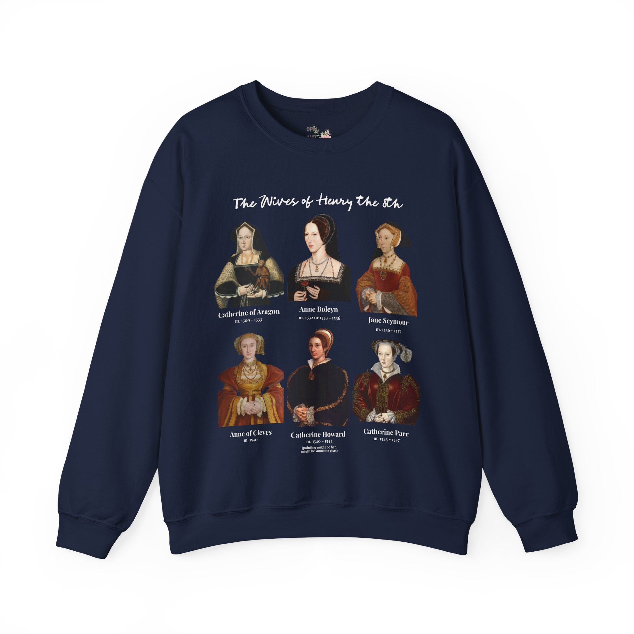 Tudor History Sweatshirt: Henry the 8th's Wives, Maximalist Art History Crewneck, Medieval Royal History, English History, Anne Boleyn Shirt - Opal and June
