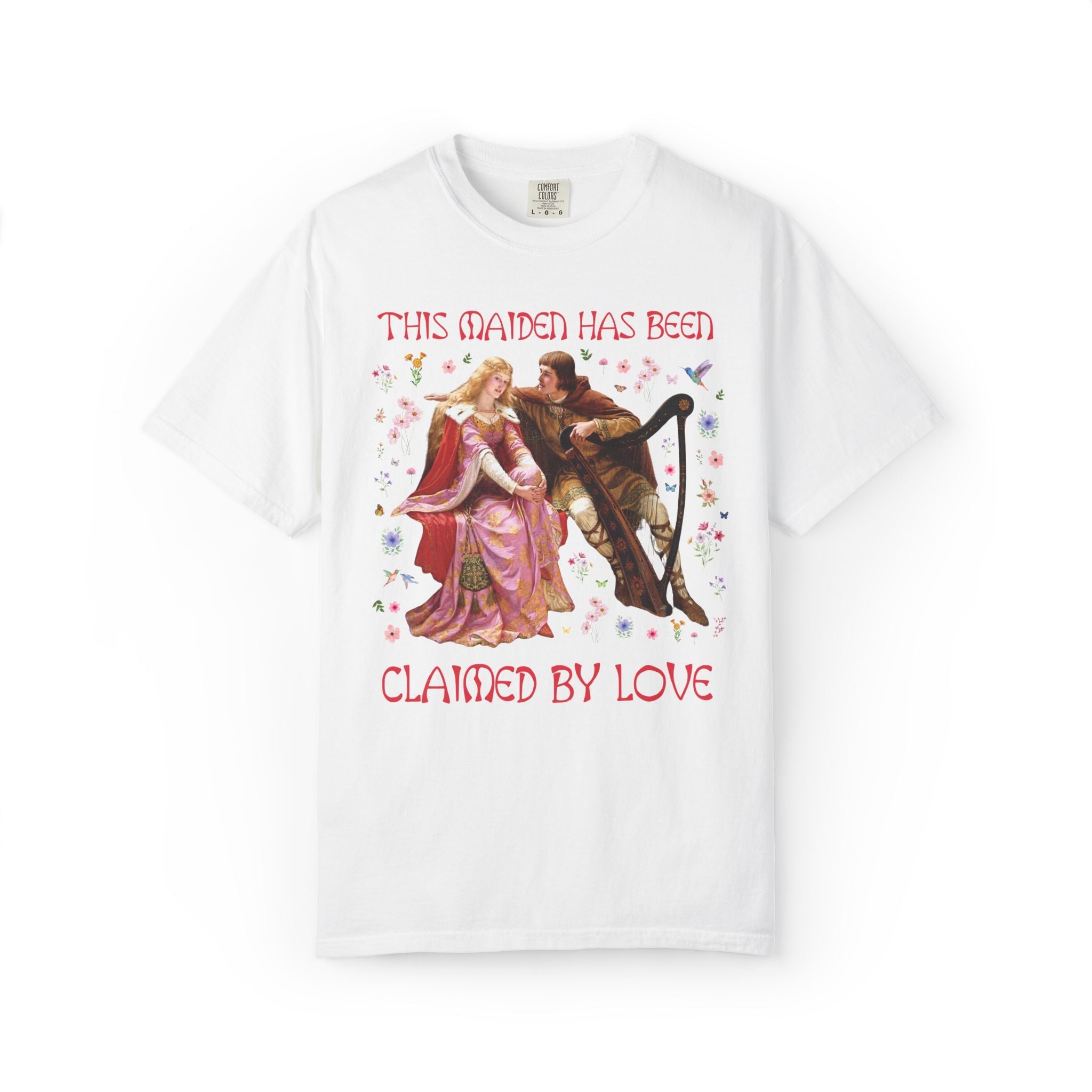 Unhinged Medieval Bachelorette Tee, Triston and Isolde Painting by Leigthon, Art History Lover Newly Engaged Bride T-Shirt with Flowers - Opal and June