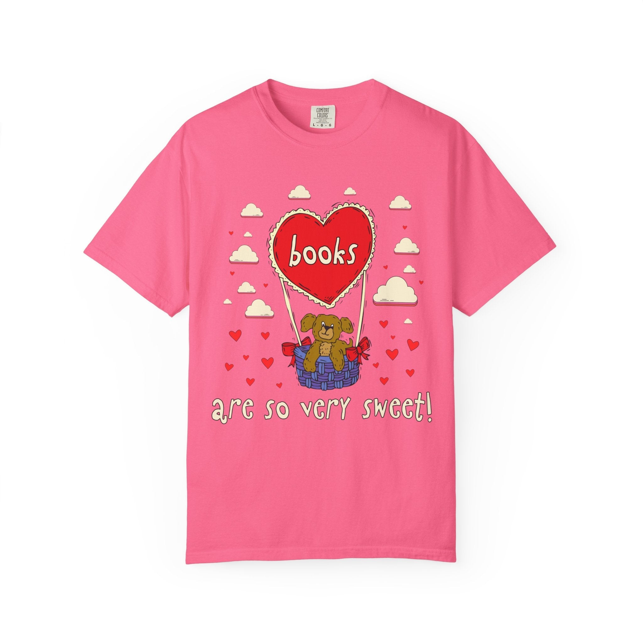 Valentines Day School Librarian Tee Shirt for Animal Lover: Books Are So Very Sweet! | Cute Dreamcore Puppy T-Shirt, 90s Throwback Tee - Opal and June