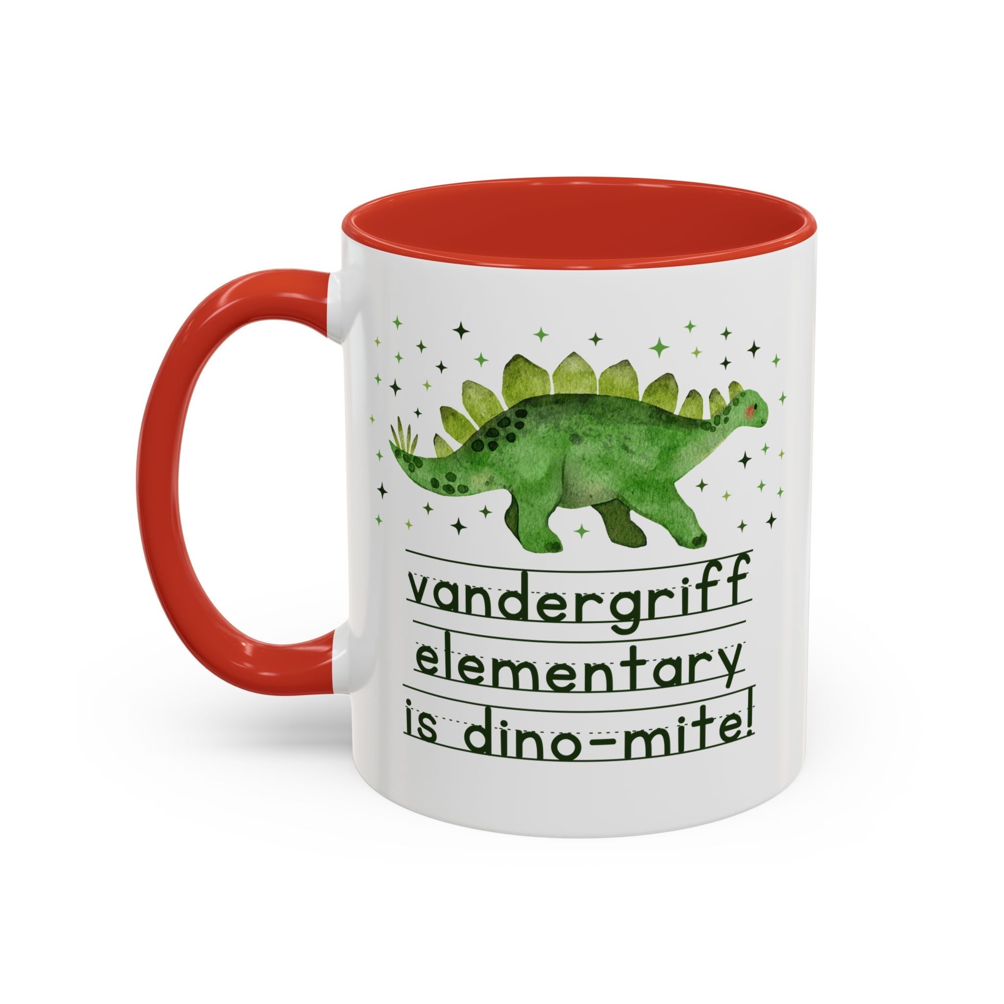 Vandergriff Elementary is Dino - mite! | FPS + Opal and June 11 Oz Coffee Mug, Fayetteville Public Schools - Opal and June