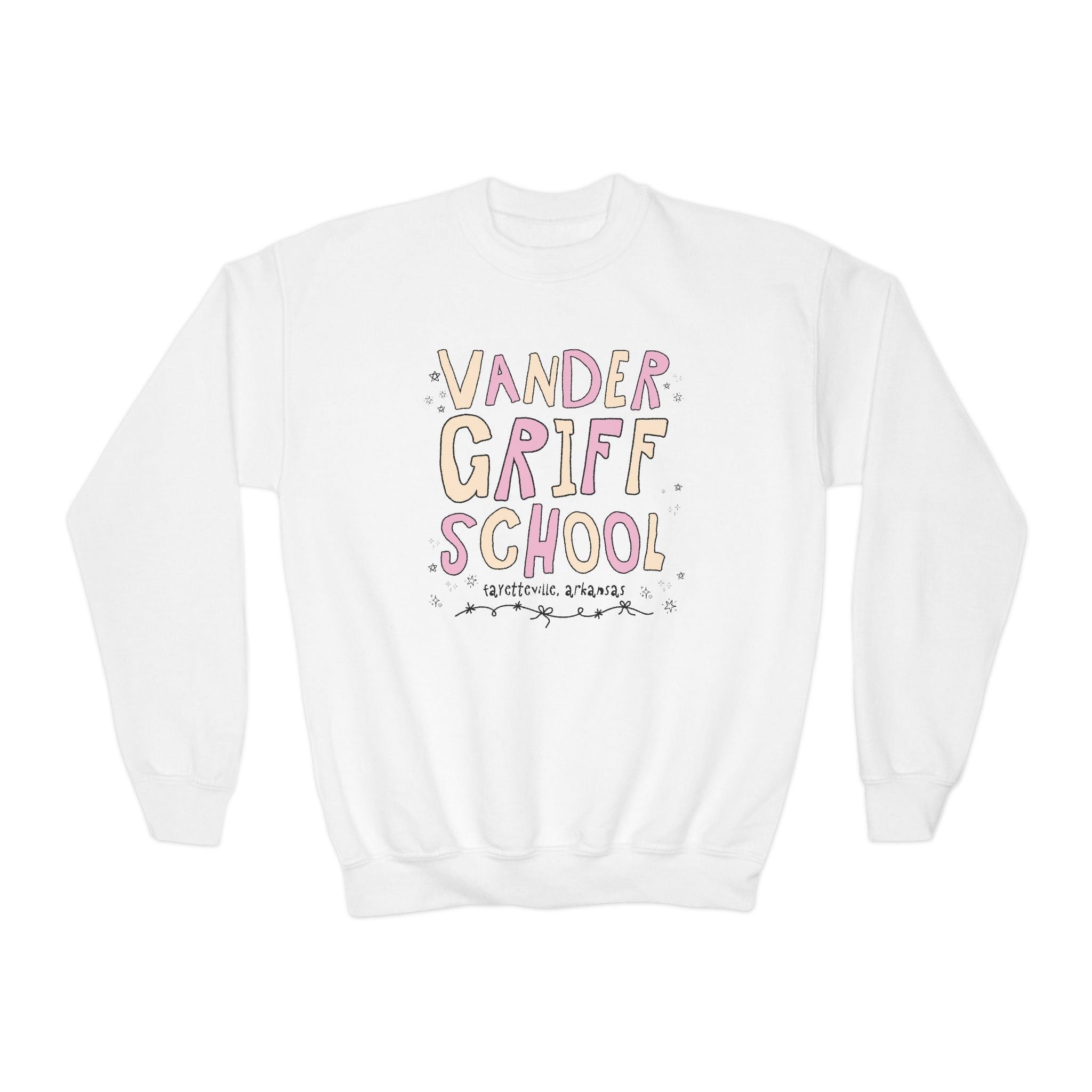 Vandergriff Elementary School Kids Sweatshirt: Pink and Beige | FPS + Opal and June Kids Sweatshirt, Fayetteville Public Schools - Opal and June