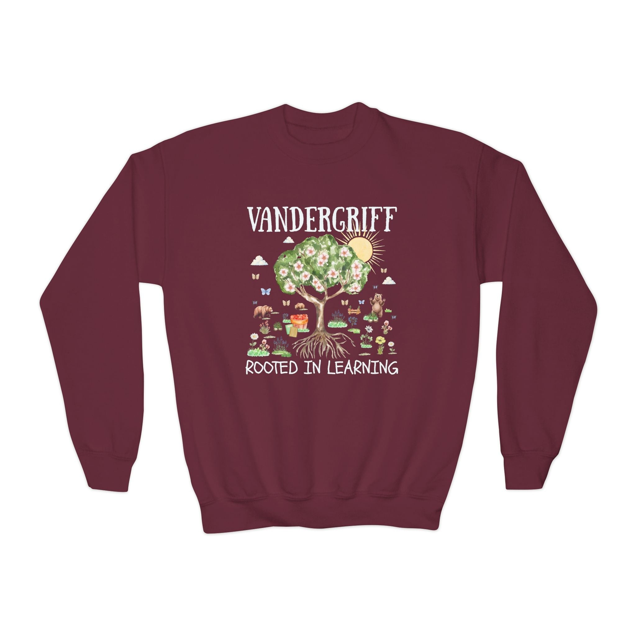 Vandergriff Elementary School Kids Sweatshirt: Rooted in Learning | FPS + Opal and June Kids Sweatshirt, Fayetteville Public Schools - Opal and June