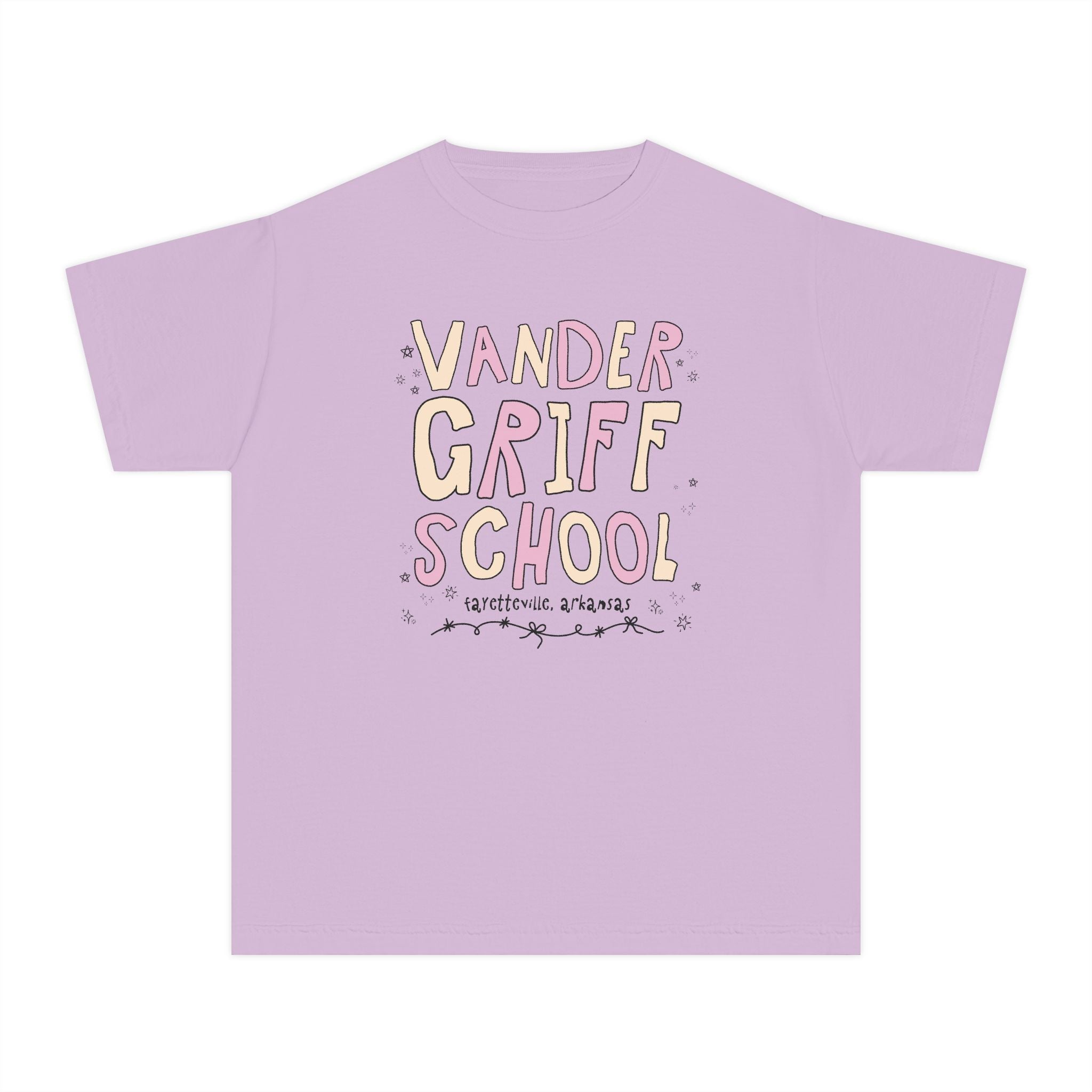 Vandergriff Elementary School Kids Tee Shirt: Pink and Beige | FPS + Opal and June Kids Tee Shirt, Fayetteville Public Schools - Opal and June