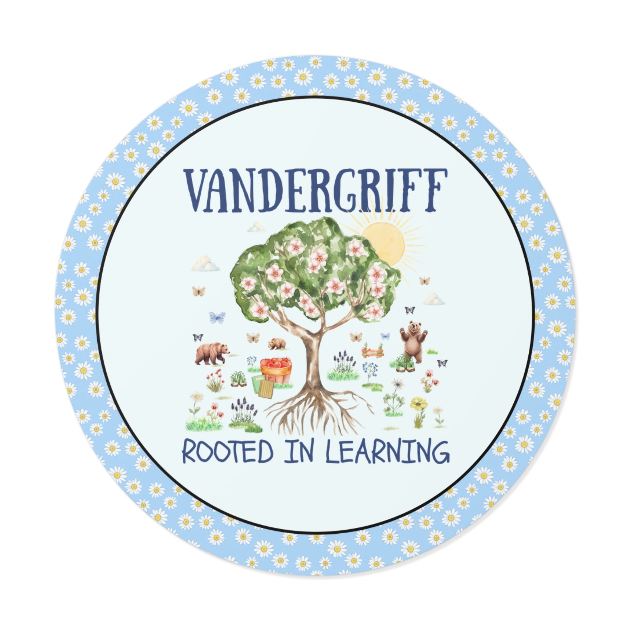 Vandergriff Elementary School Sticker: Rooted in Learning | FPS + Opal and June Sticker, Fayetteville Public Schools - Opal and June