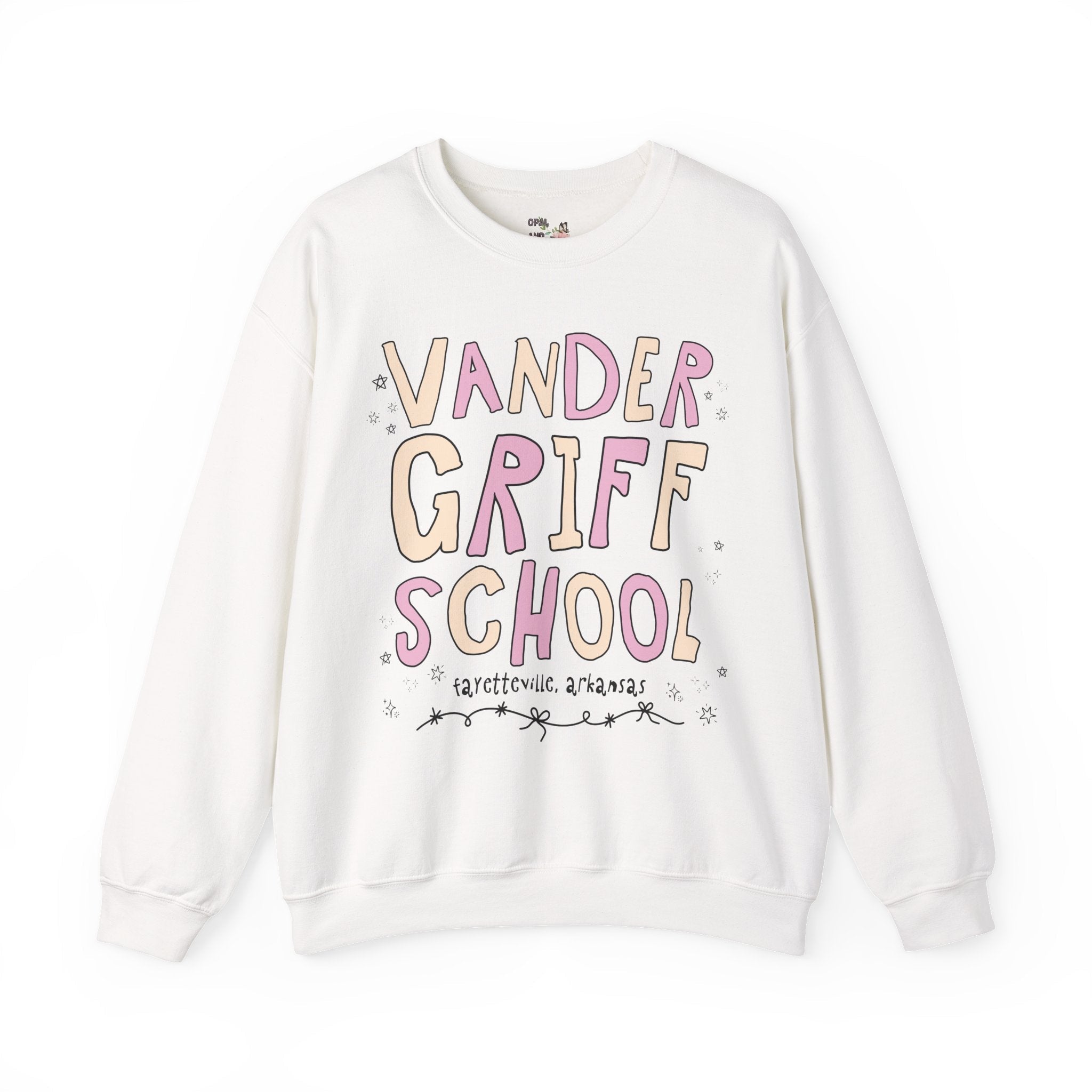 Vandergriff Elementary School Sweatshirt: Pink and Beige | FPS + Opal and June Sweatshirt, Fayetteville Public Schools - Opal and June