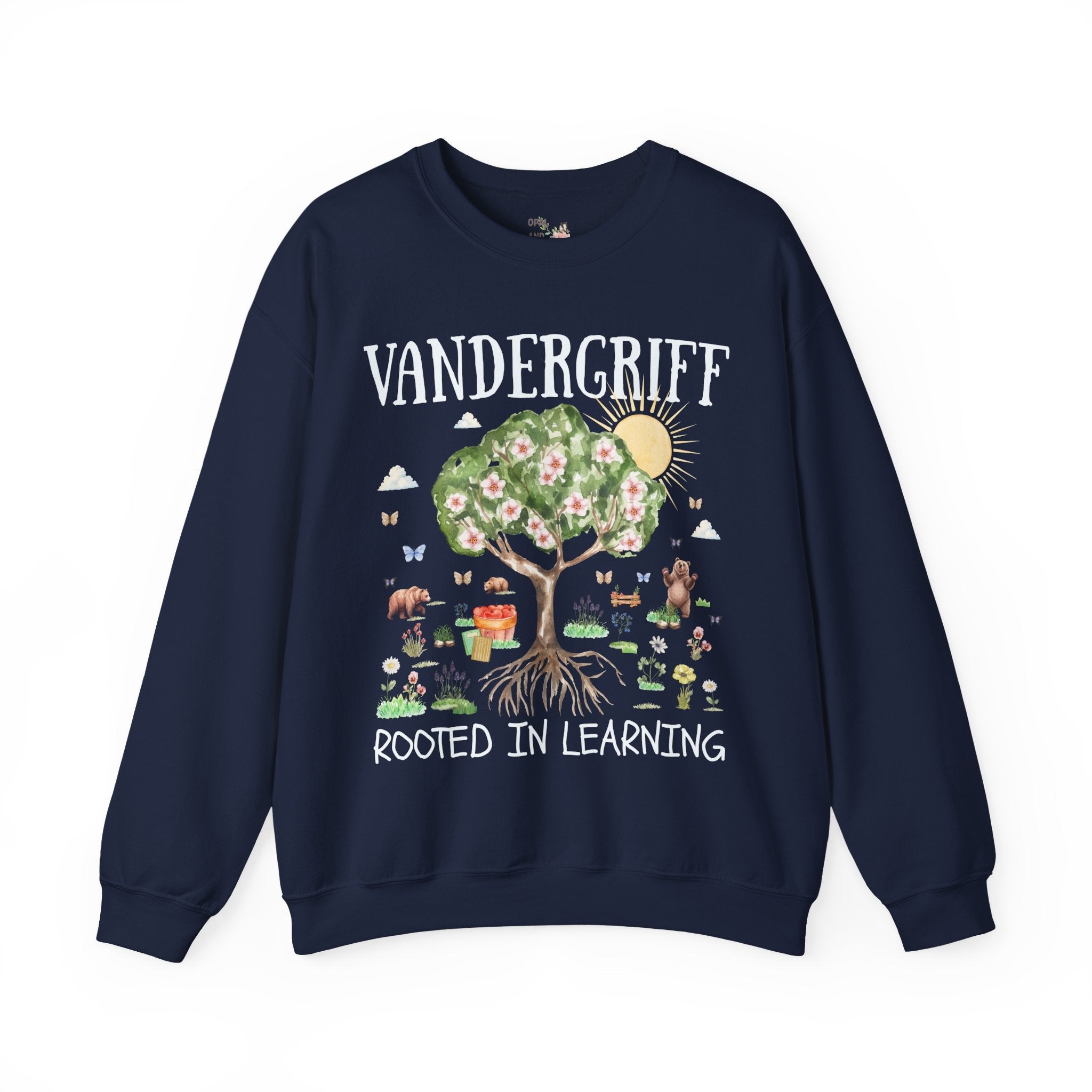Vandergriff Elementary School Sweatshirt: Rooted in Learning | FPS + Opal and June Sweatshirt, Fayetteville Public Schools - Opal and June