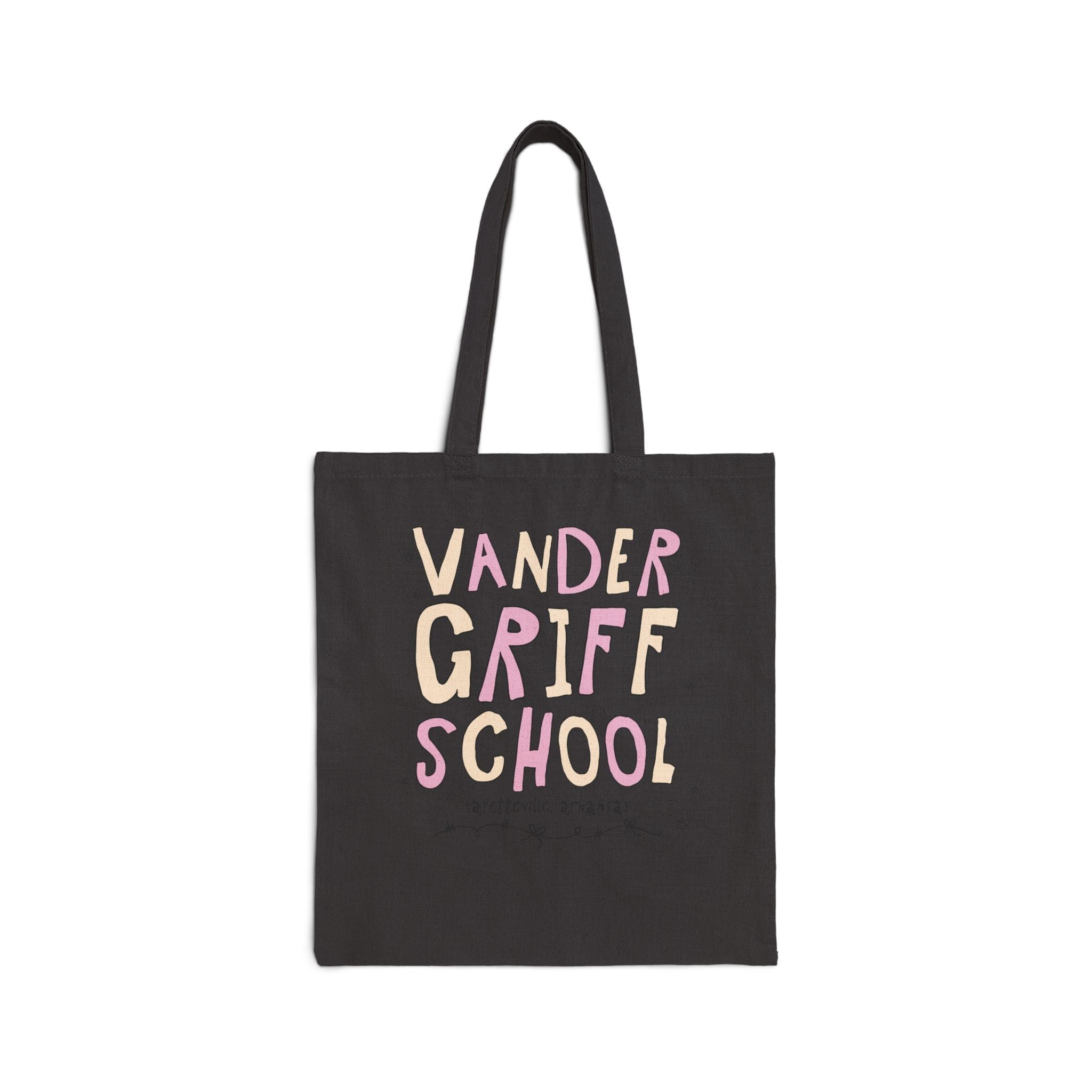 Vandergriff Elementary School Tote Bag: Pink and Beige | FPS + Opal and June Tote Bag, Fayetteville Public Schools - Opal and June