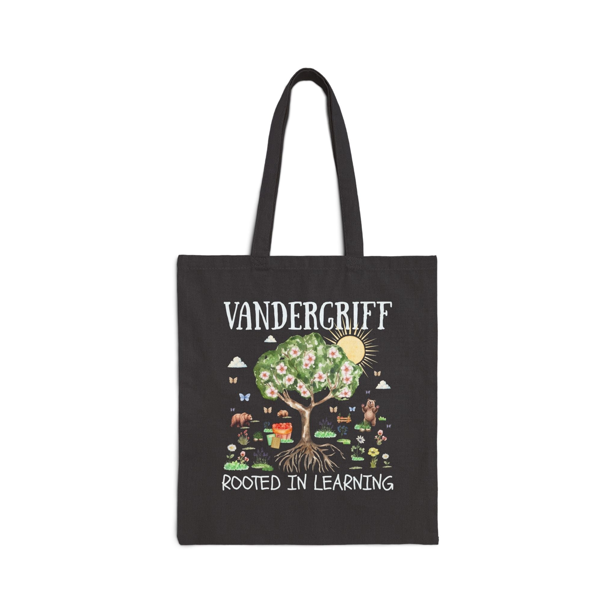 Vandergriff Elementary School Tote Bag: Rooted in Learning | FPS + Opal and June Tote Bag, Fayetteville Public Schools - Opal and June