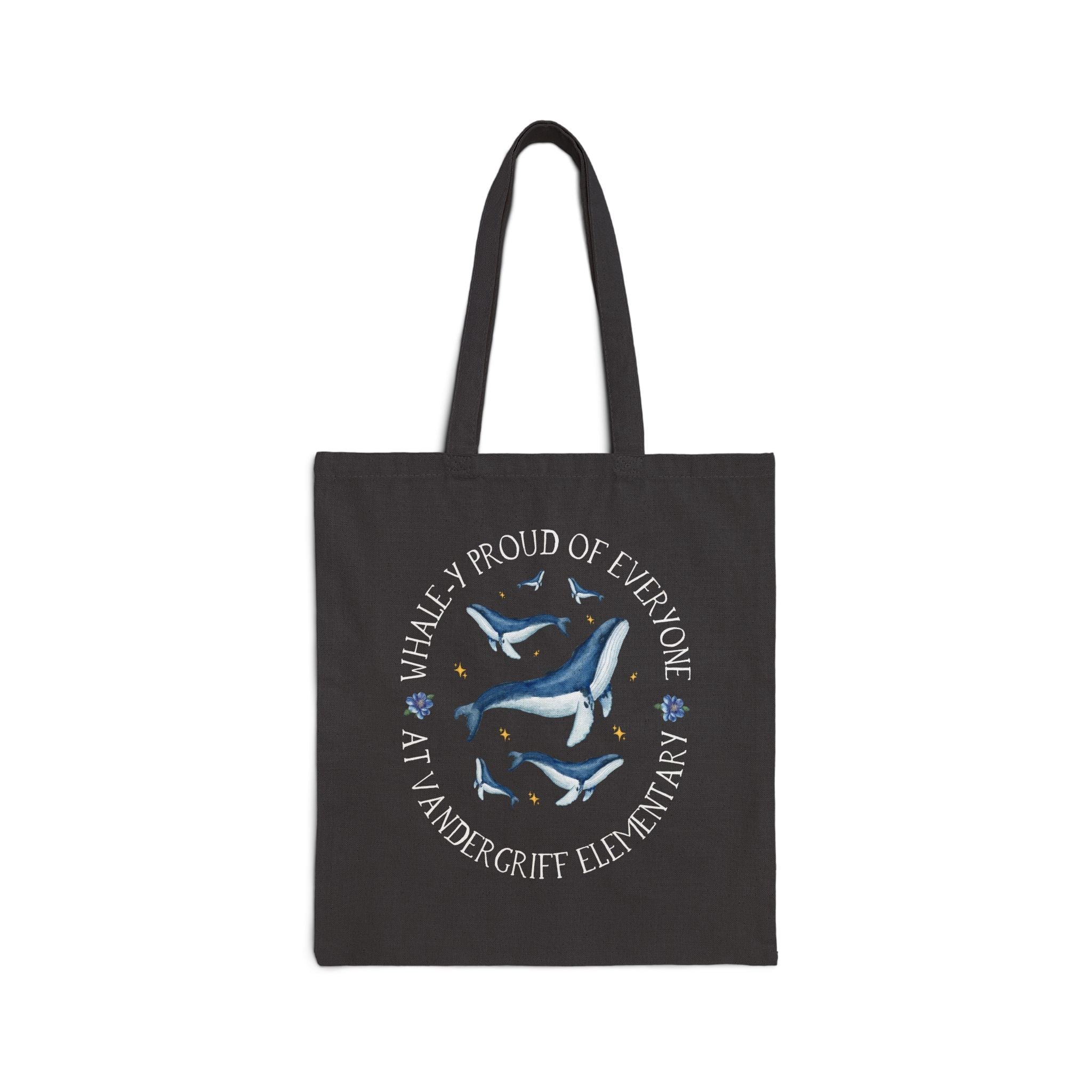 Vandergriff Elementary School Tote Bag: Whale - y Proud | FPS + Opal and June Tote Bag, Fayetteville Public Schools - Opal and June