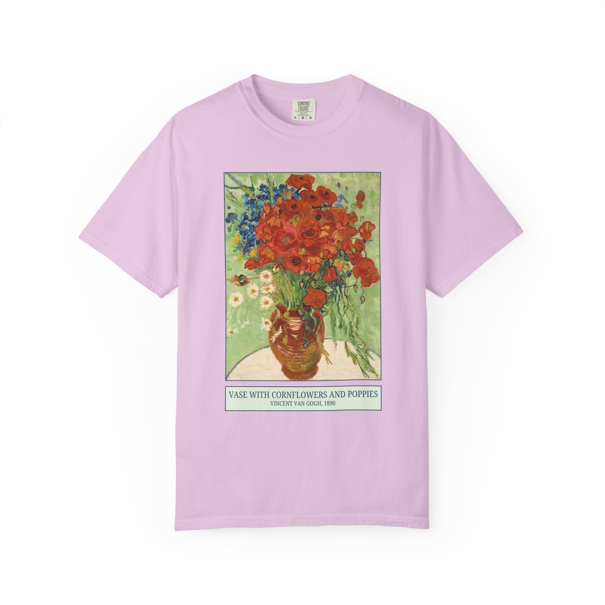 Vase with Cornflowers and Poppies by Vincent Van Gogh, Famous Painting, 19th Century Post Impressionist Artist, Floral Art History Lover Tee - Opal and June
