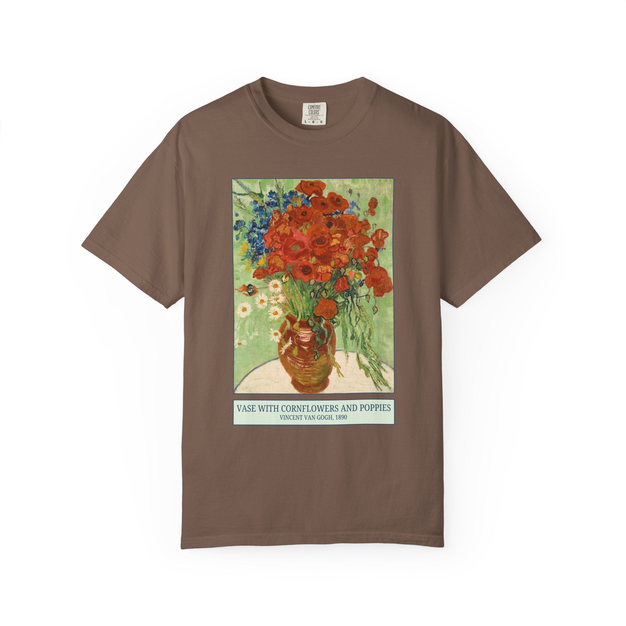 Vase with Cornflowers and Poppies by Vincent Van Gogh, Famous Painting, 19th Century Post Impressionist Artist, Floral Art History Lover Tee - Opal and June