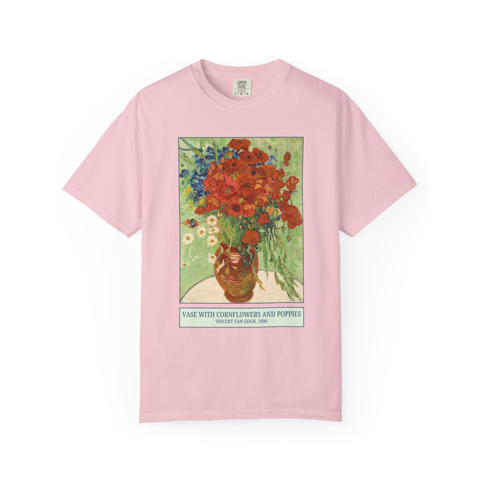 Vase with Cornflowers and Poppies by Vincent Van Gogh, Famous Painting, 19th Century Post Impressionist Artist, Floral Art History Lover Tee - Opal and June