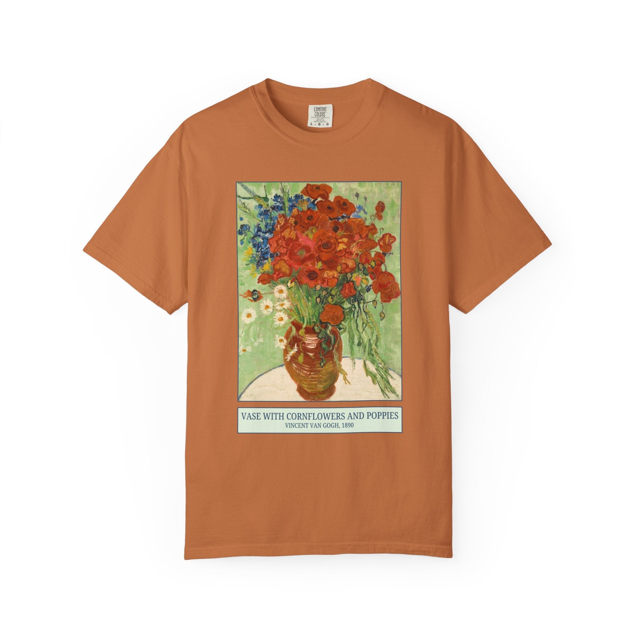 Vase with Cornflowers and Poppies by Vincent Van Gogh, Famous Painting, 19th Century Post Impressionist Artist, Floral Art History Lover Tee - Opal and June