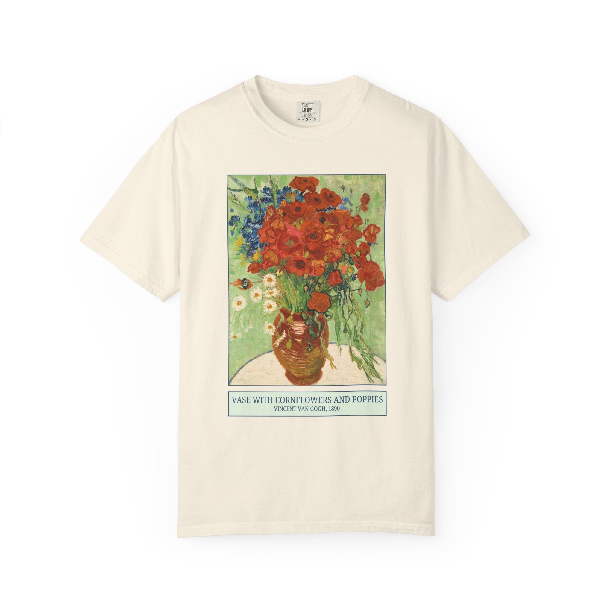 Vase with Cornflowers and Poppies by Vincent Van Gogh, Famous Painting, 19th Century Post Impressionist Artist, Floral Art History Lover Tee - Opal and June