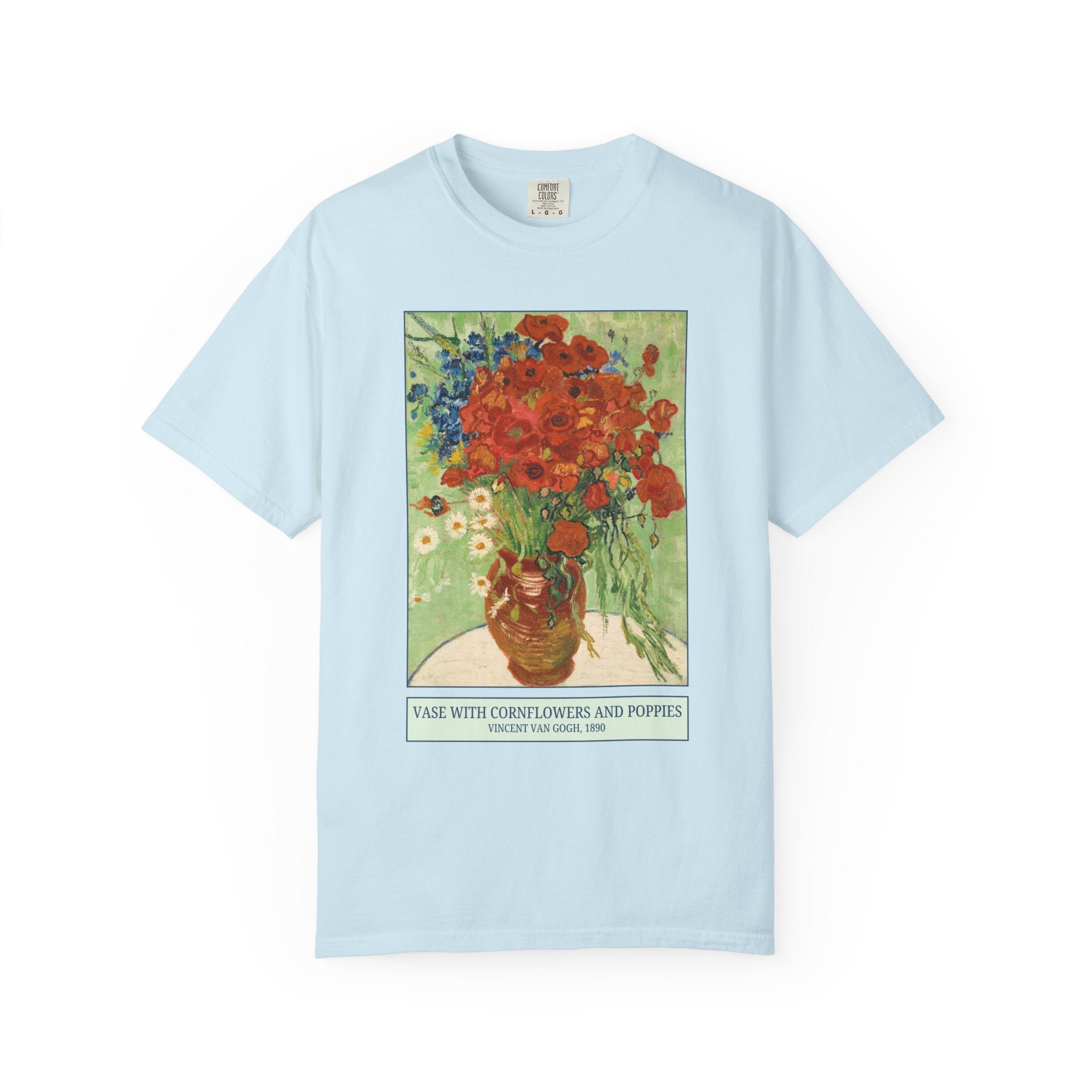 Vase with Cornflowers and Poppies by Vincent Van Gogh, Famous Painting, 19th Century Post Impressionist Artist, Floral Art History Lover Tee - Opal and June