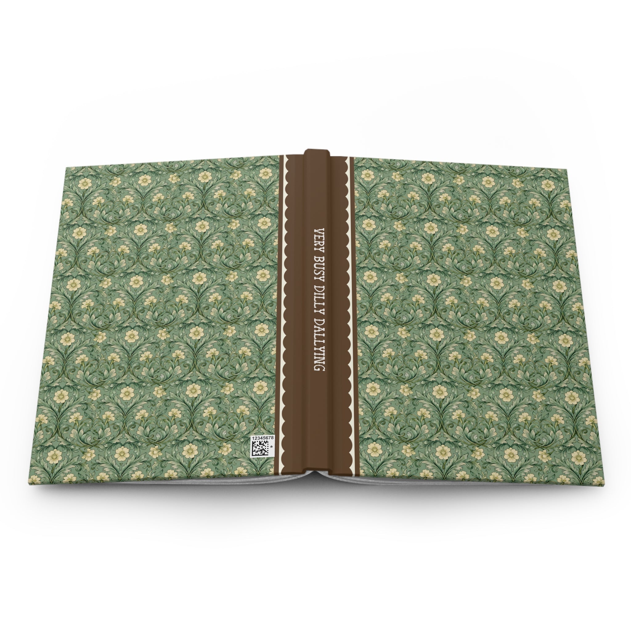 Very Busy Dilly Dallying Notebook with Vintage Aesthetic Green Floral Print, Cute and Funny Birthday Gift for Creative Writer - Opal and June