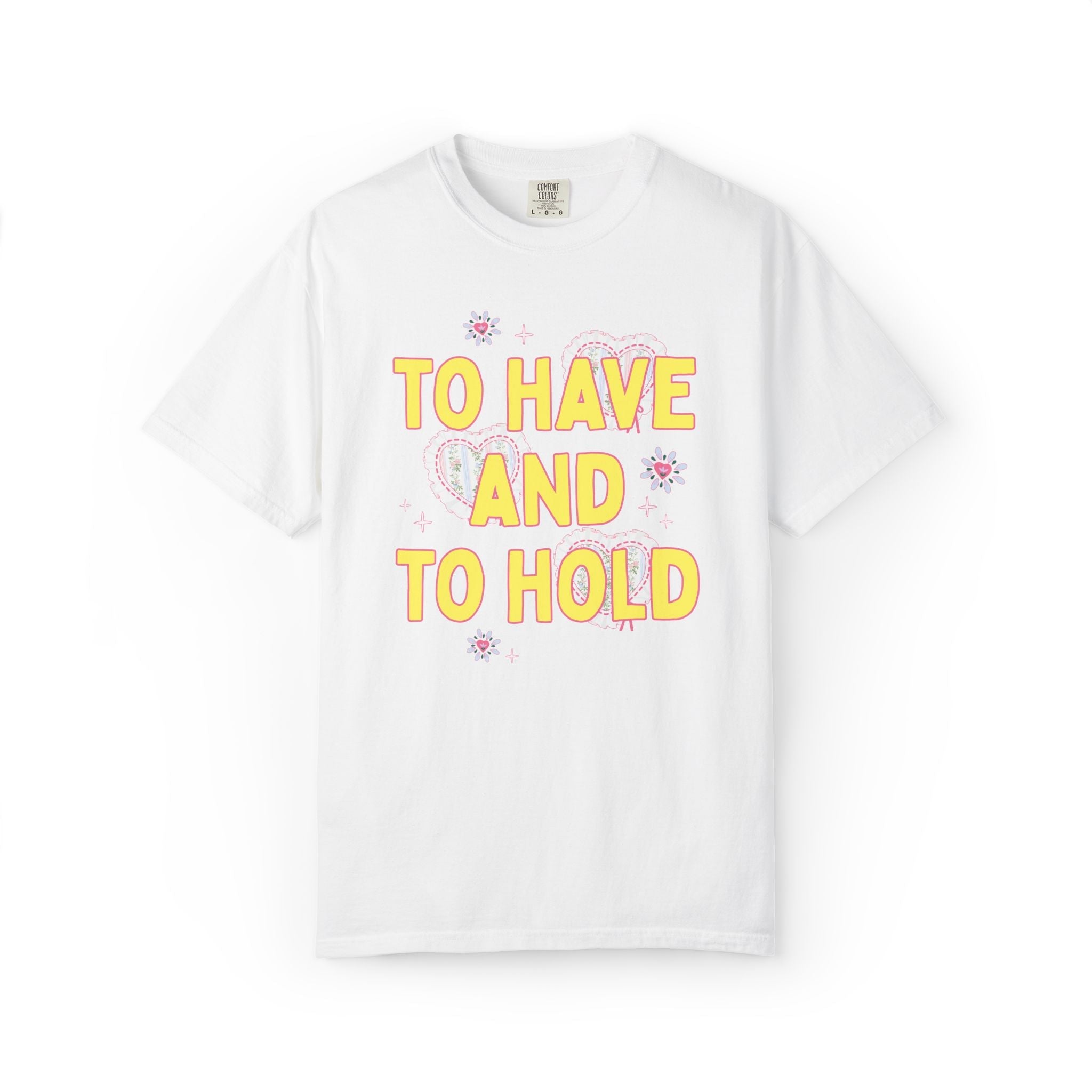 Vintage Aesthetic Bride and Matching Bachelorette Tee Shirts with Hearts: To Have and To Hold, To Stand and To Cheer, Funny Soft Girl Style - Opal and June