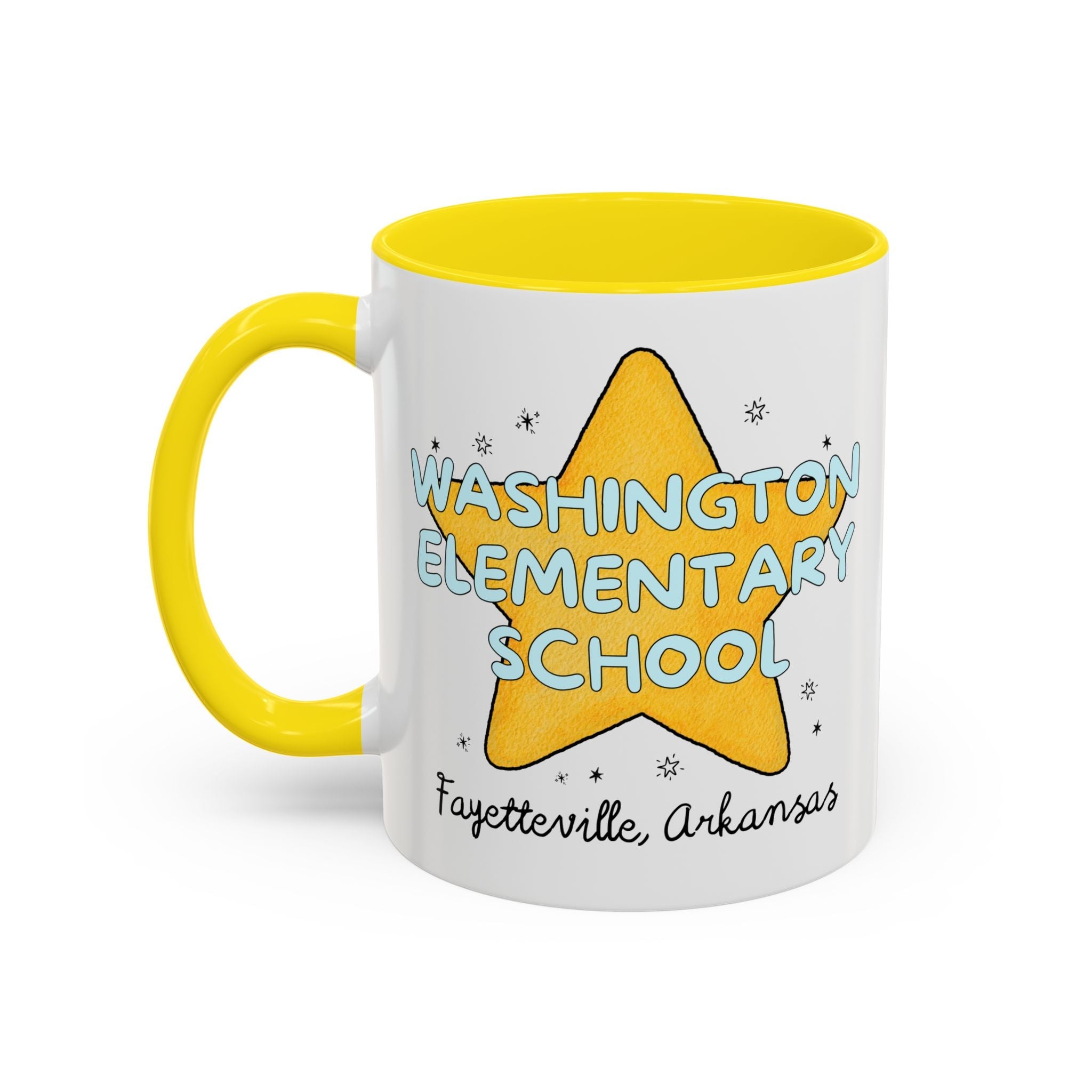 Washington Elementary School 11 Oz Coffee Mug: Retro Star | FPS + Opal and June Coffee Mug, Fayetteville Public Schools - Opal and June