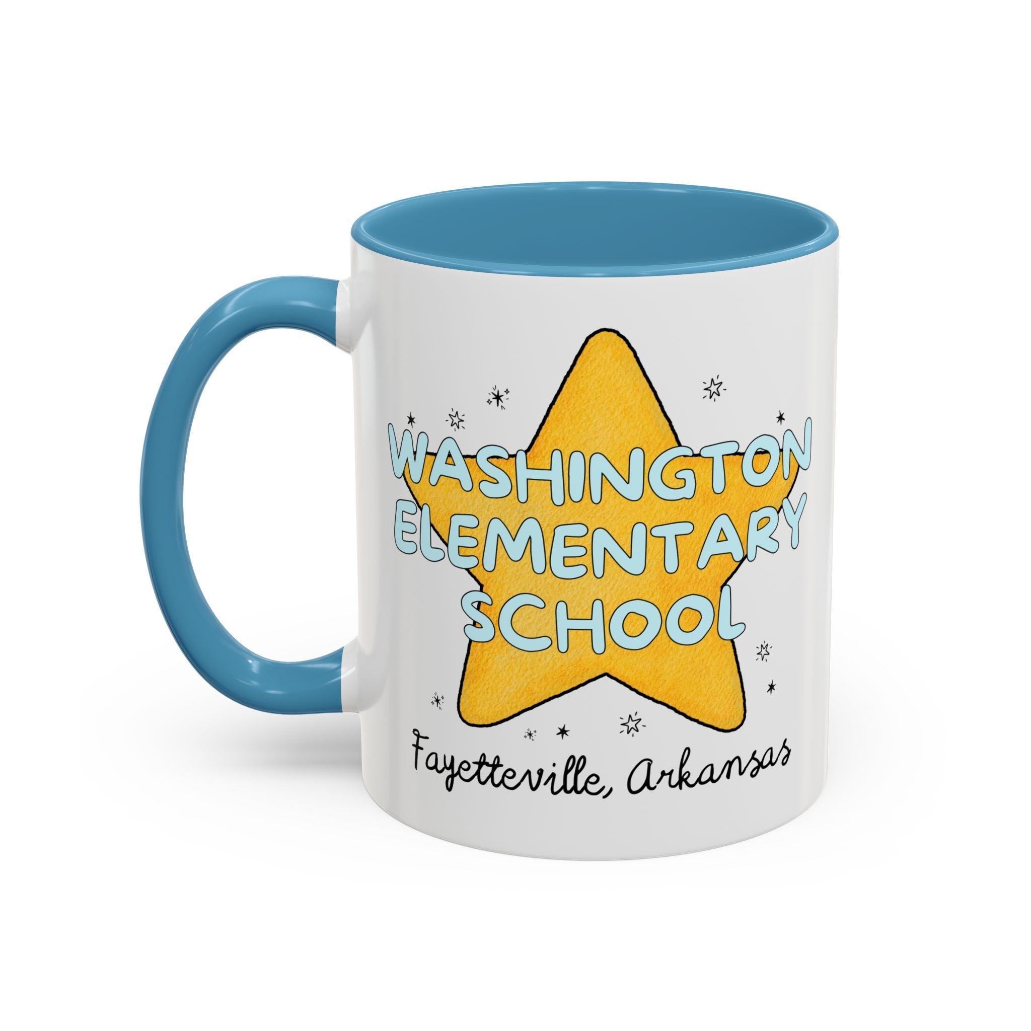 Washington Elementary School 11 Oz Coffee Mug: Retro Star | FPS + Opal and June Coffee Mug, Fayetteville Public Schools - Opal and June