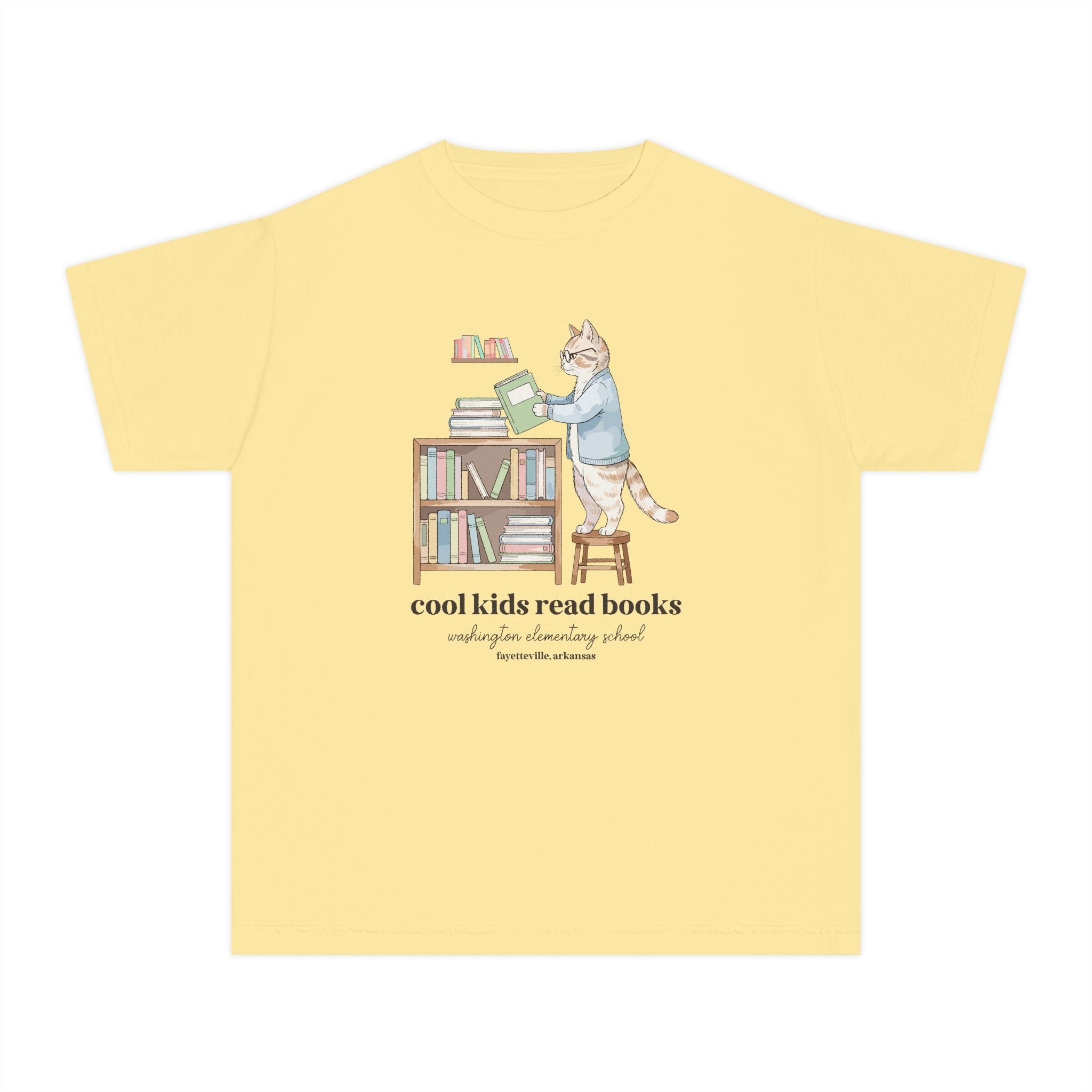 Washington Elementary School Kids Tee Shirt: Cool Kids Read Books | FPS + Opal and June Kids Tee Shirt, Fayetteville Public Schools - Opal and June