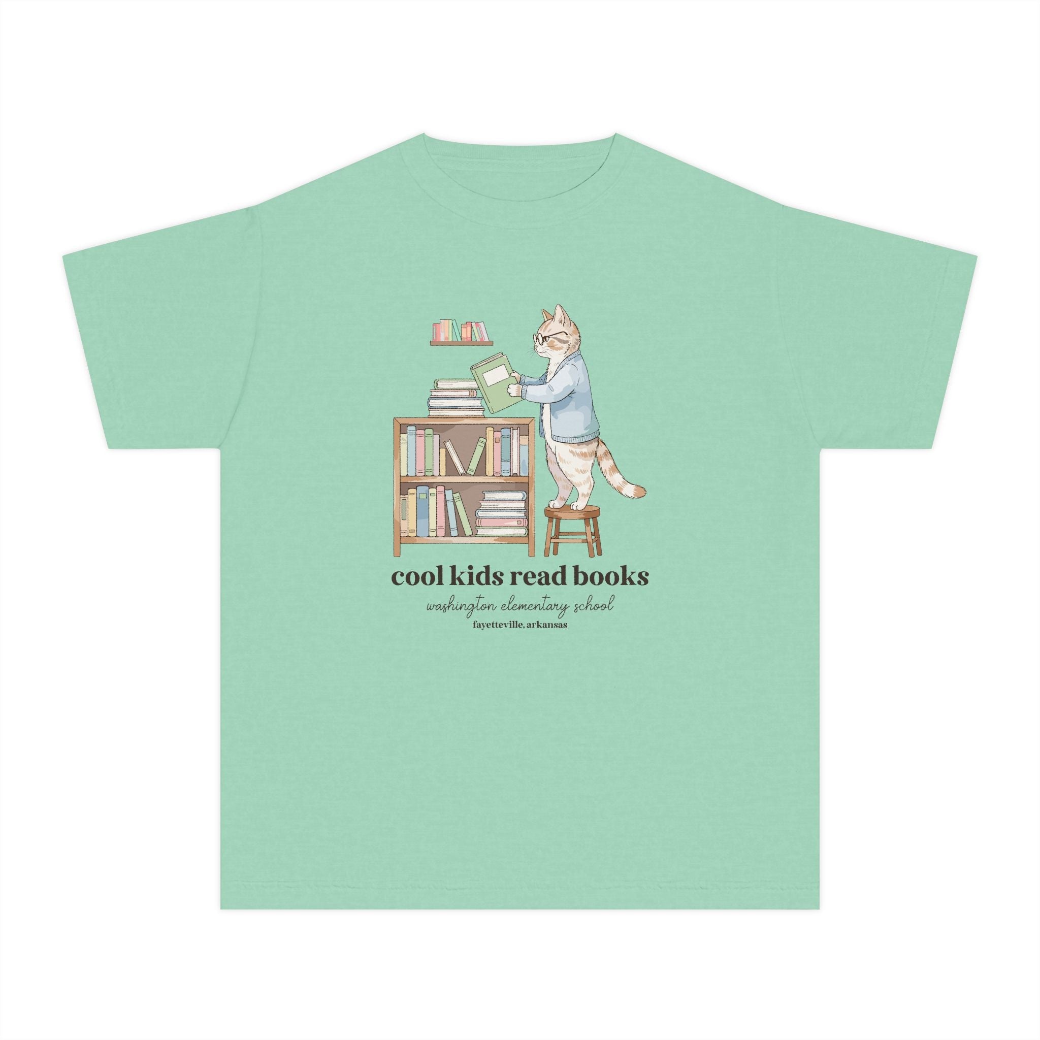 Washington Elementary School Kids Tee Shirt: Cool Kids Read Books | FPS + Opal and June Kids Tee Shirt, Fayetteville Public Schools - Opal and June