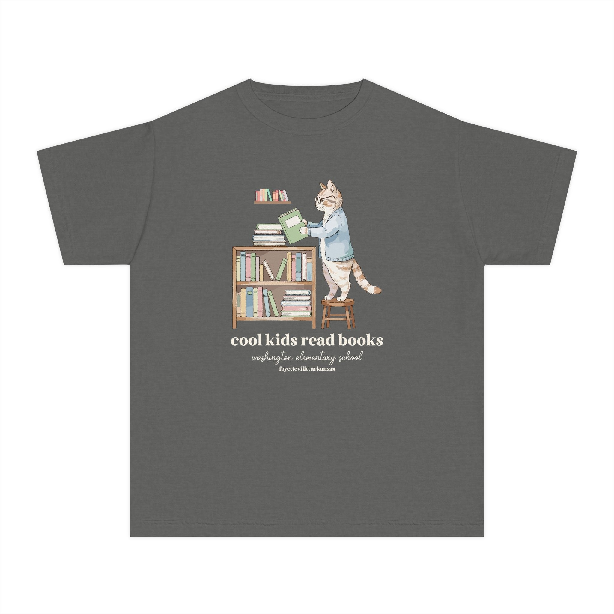 Washington Elementary School Kids Tee Shirt: Cool Kids Read Books | FPS + Opal and June Kids Tee Shirt, Fayetteville Public Schools - Opal and June