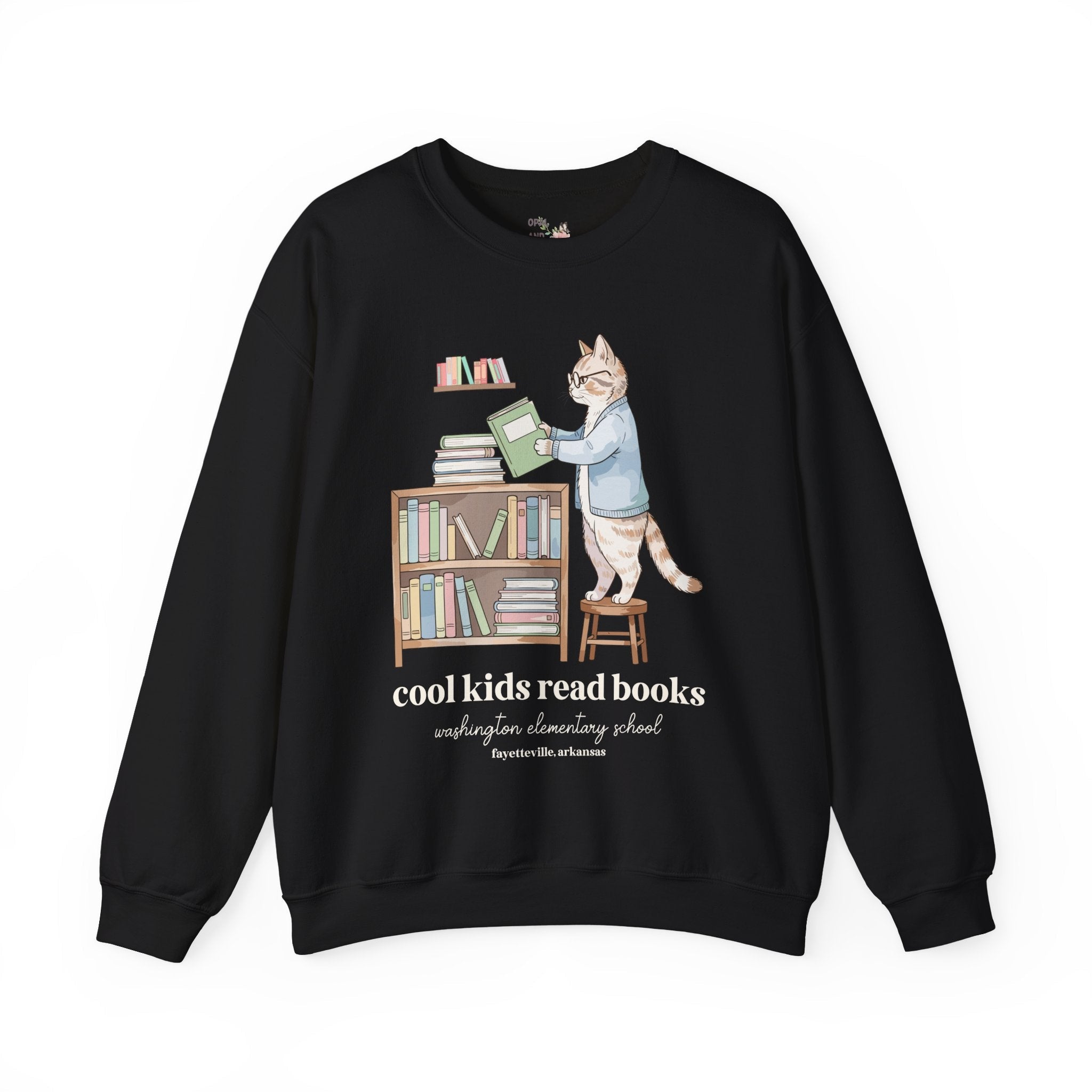 Washington Elementary School Sweatshirt: Cool Kids Read Books | FPS + Opal and June Sweatshirt, Fayetteville Public Schools - Opal and June
