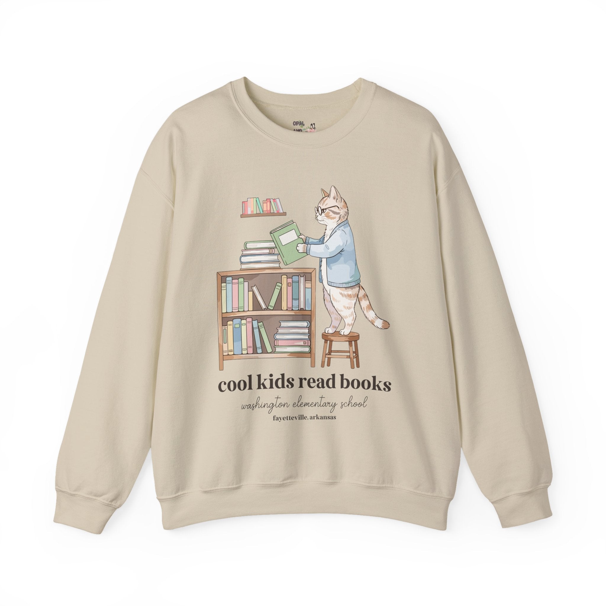 Washington Elementary School Sweatshirt: Cool Kids Read Books | FPS + Opal and June Sweatshirt, Fayetteville Public Schools - Opal and June