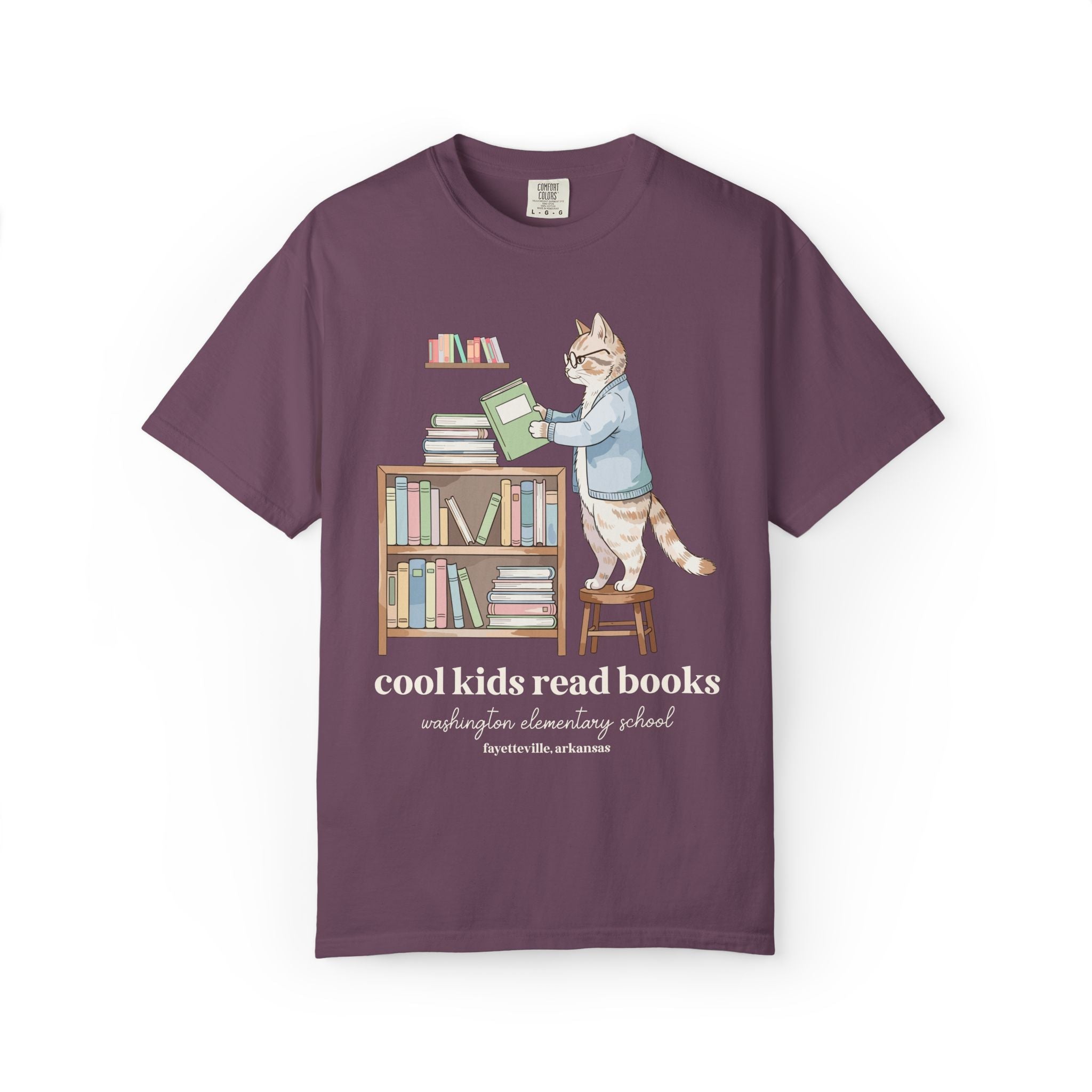 Washington Elementary School Tee Shirt: Cool Kids Read Books | FPS + Opal and June Tee Shirt, Fayetteville Public Schools - Opal and June