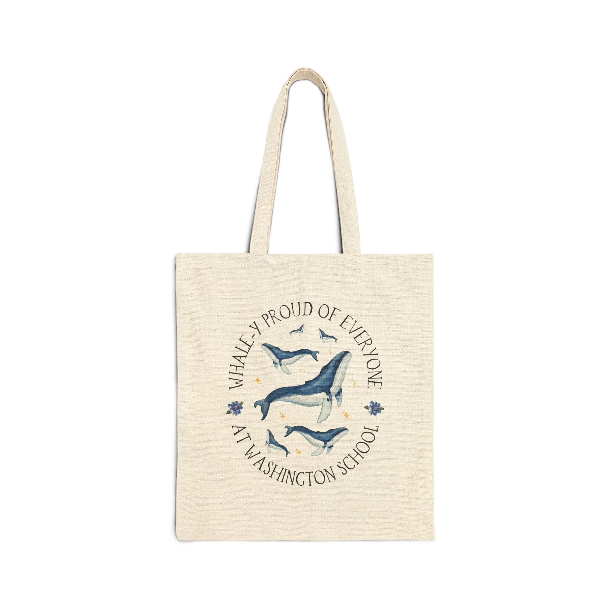 Washington Elementary School Tote Bag: Whale - y Proud | FPS + Opal and June Tote Bag, Fayetteville Public Schools - Opal and June