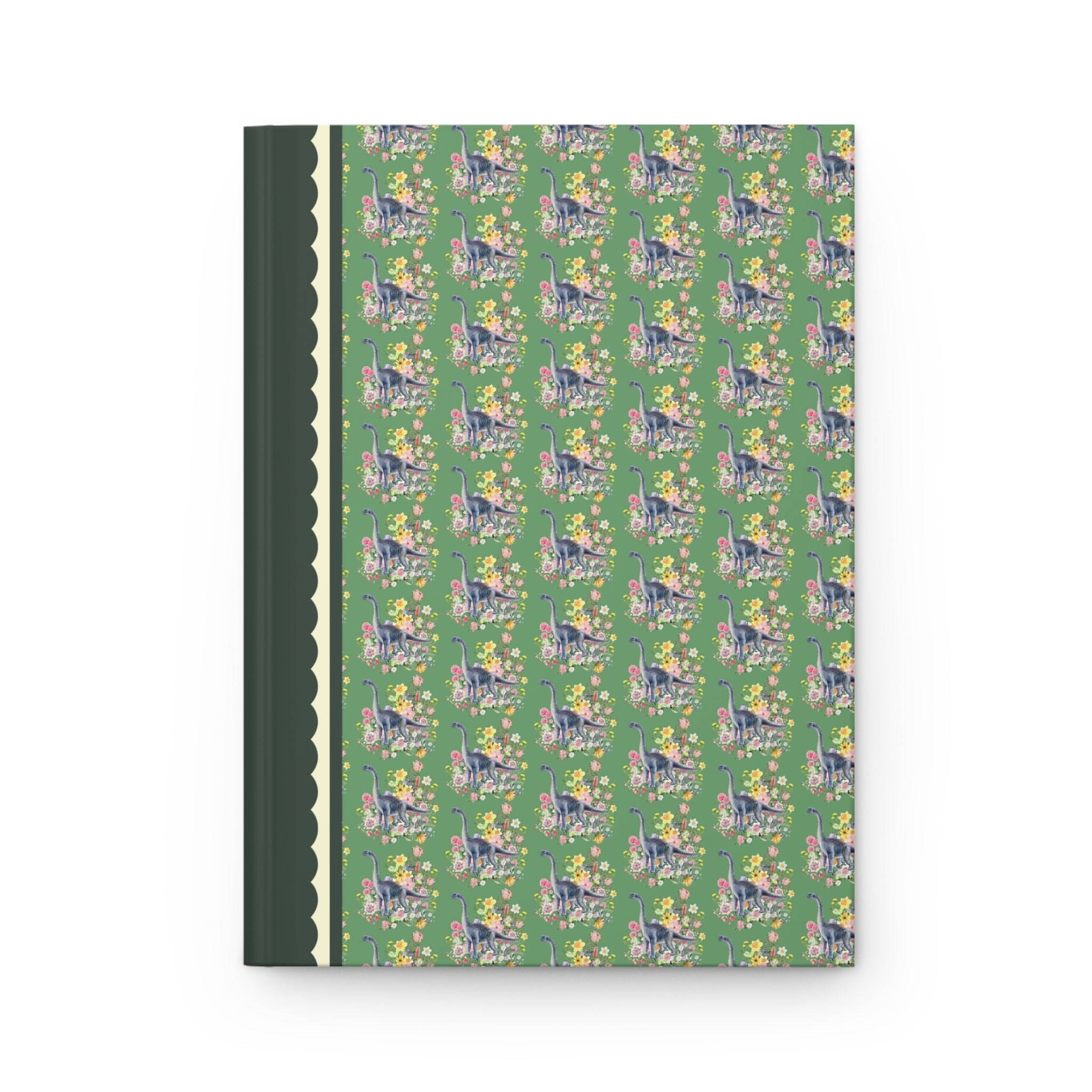 Watercolor Dinosaur Notebook of Brachiosaurus, Botanical Bouquet: Cottagecore Floral Dinosaur Journal with Lined Pages, Dinosaur Lover Gift - Opal and June