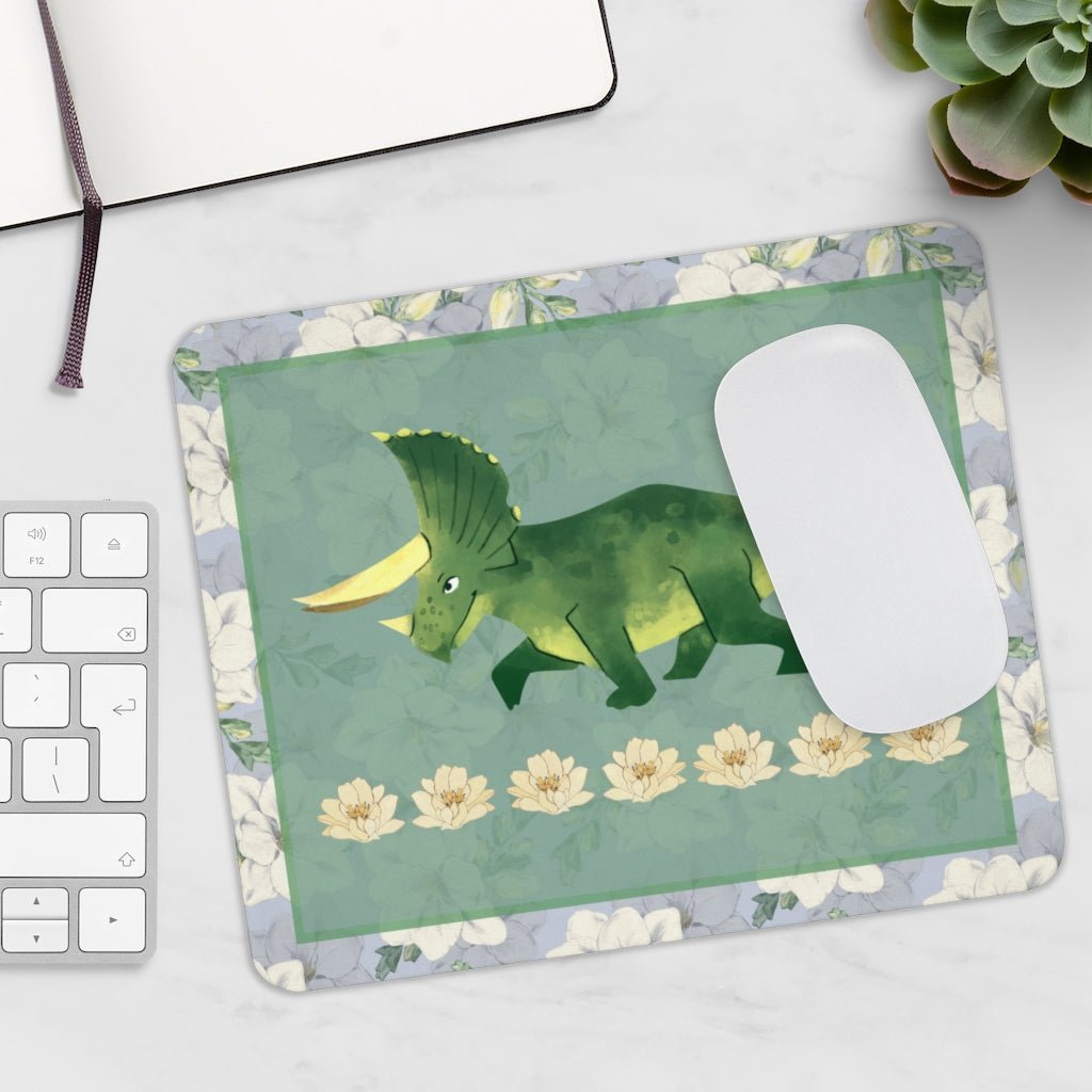 Watercolor Triceratops Mouse Pad - Opal and June