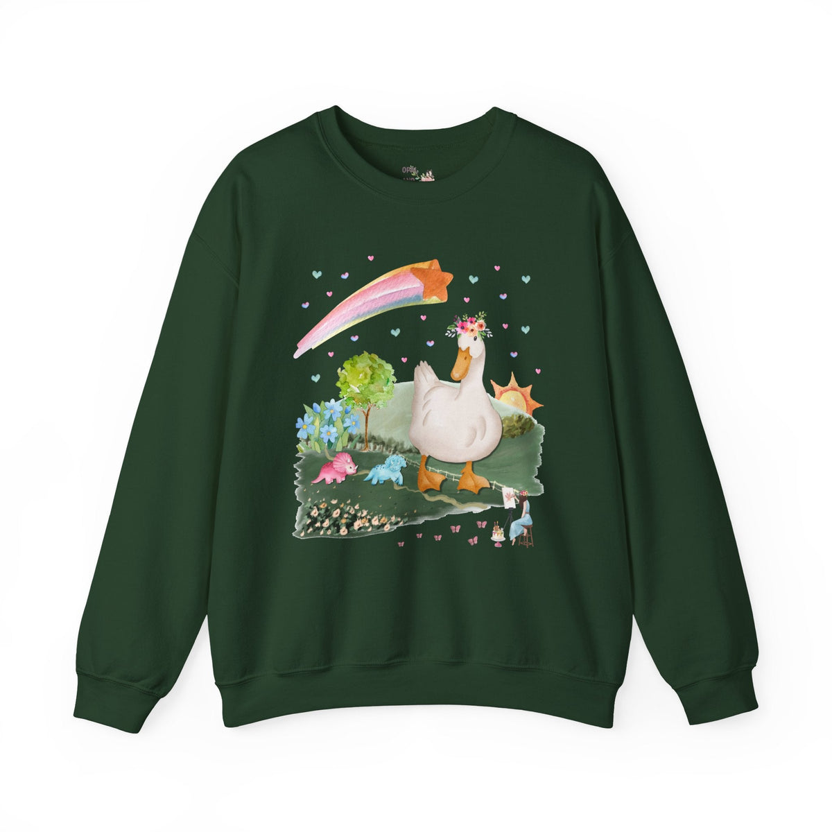 Weirdcore Duck and Star Sweatshirt with Dinosaurs: 90s Throwback Shirt | Colorful Kitschy Dreamcore Tee for Painter, Loud Retro Aesthetic - Opal and June