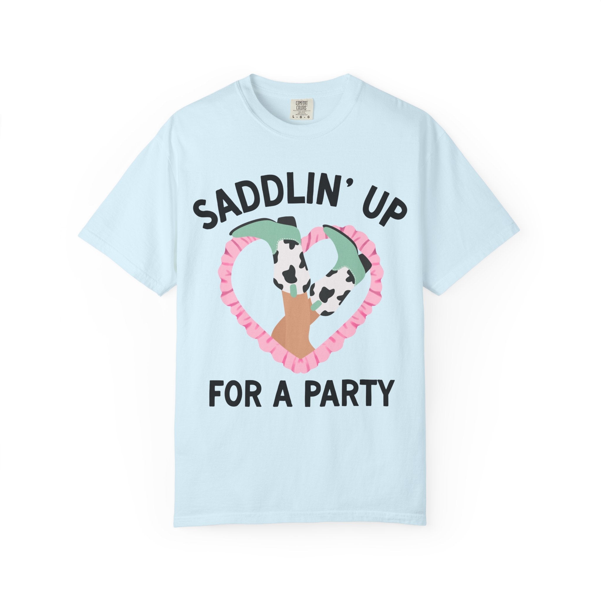 Western Bachelorette Tee Shirt for Bride and Bridesmaids: Found My Cowboy, Saddling Up for a Party Kitschy Wedding Party Tee with Heart - Opal and June