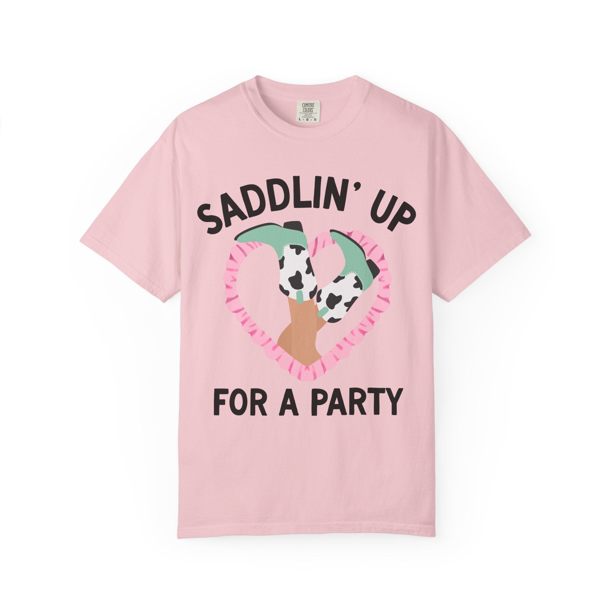 Western Bachelorette Tee Shirt for Bride and Bridesmaids: Found My Cowboy, Saddling Up for a Party Kitschy Wedding Party Tee with Heart - Opal and June