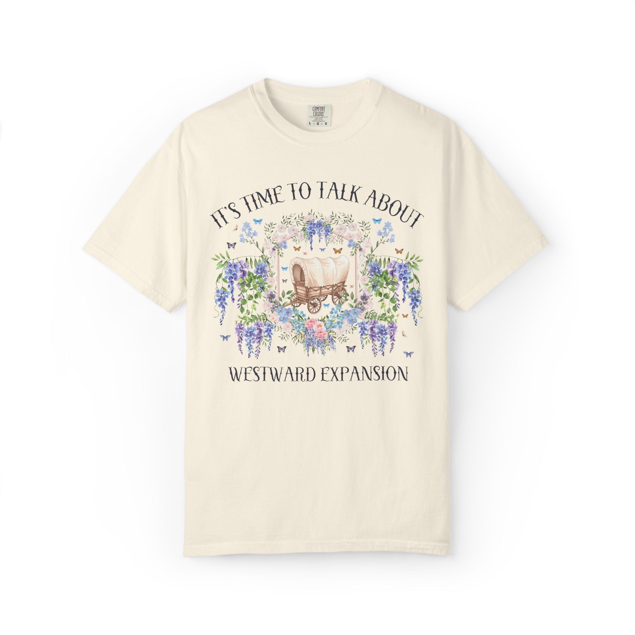 Westward Expansion American History T-Shirt with Flowers, 19th Century Westward Expansion Trails, Oregon Mormon California Western Trails - Opal and June