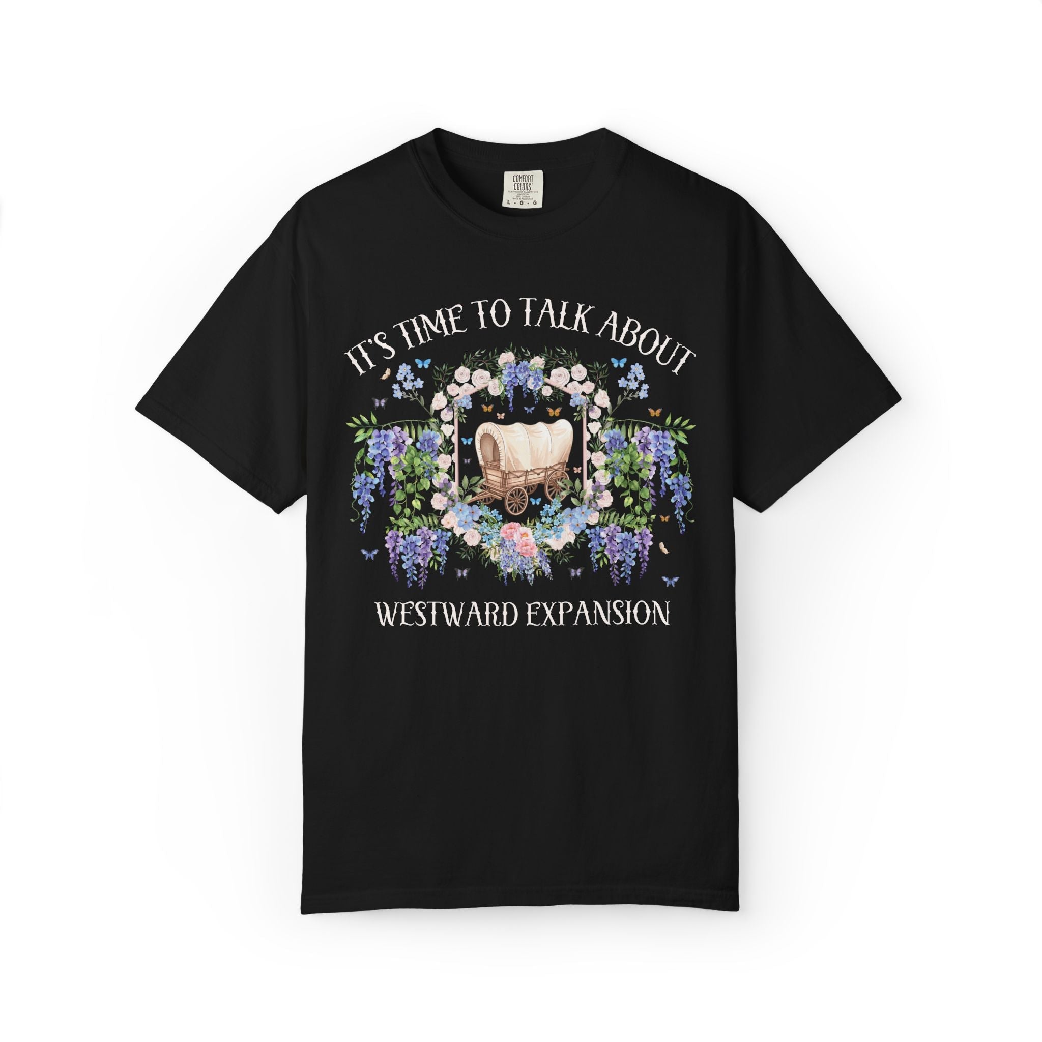 Westward Expansion American History T-Shirt with Flowers, 19th Century Westward Expansion Trails, Oregon Mormon California Western Trails - Opal and June