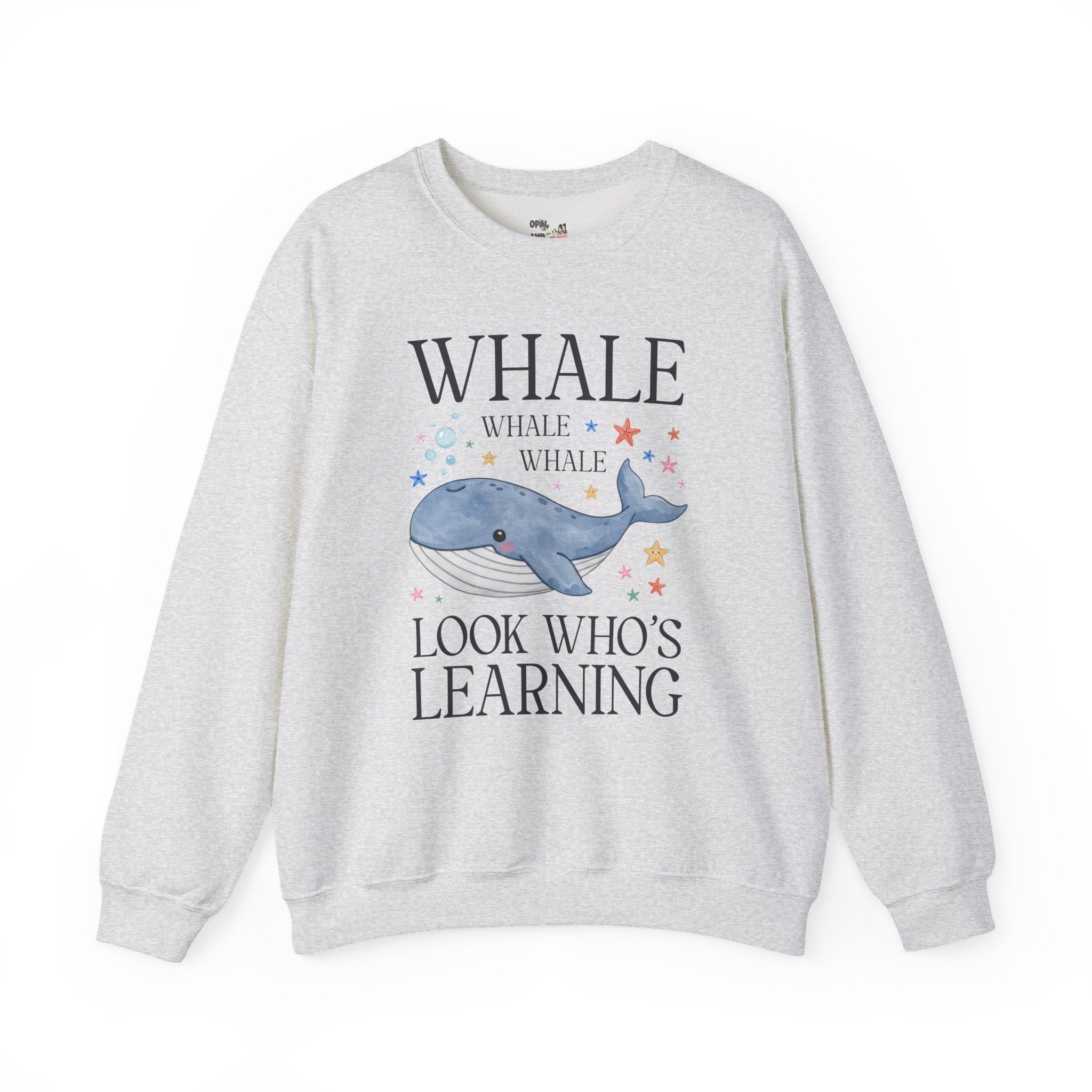 Whale Teacher Sweatshirt for Back to School, Cute and Silly Matching Teacher Crewneck for Animal Lover or Trip to the Aquarium, New Teacher Gift - Opal and June