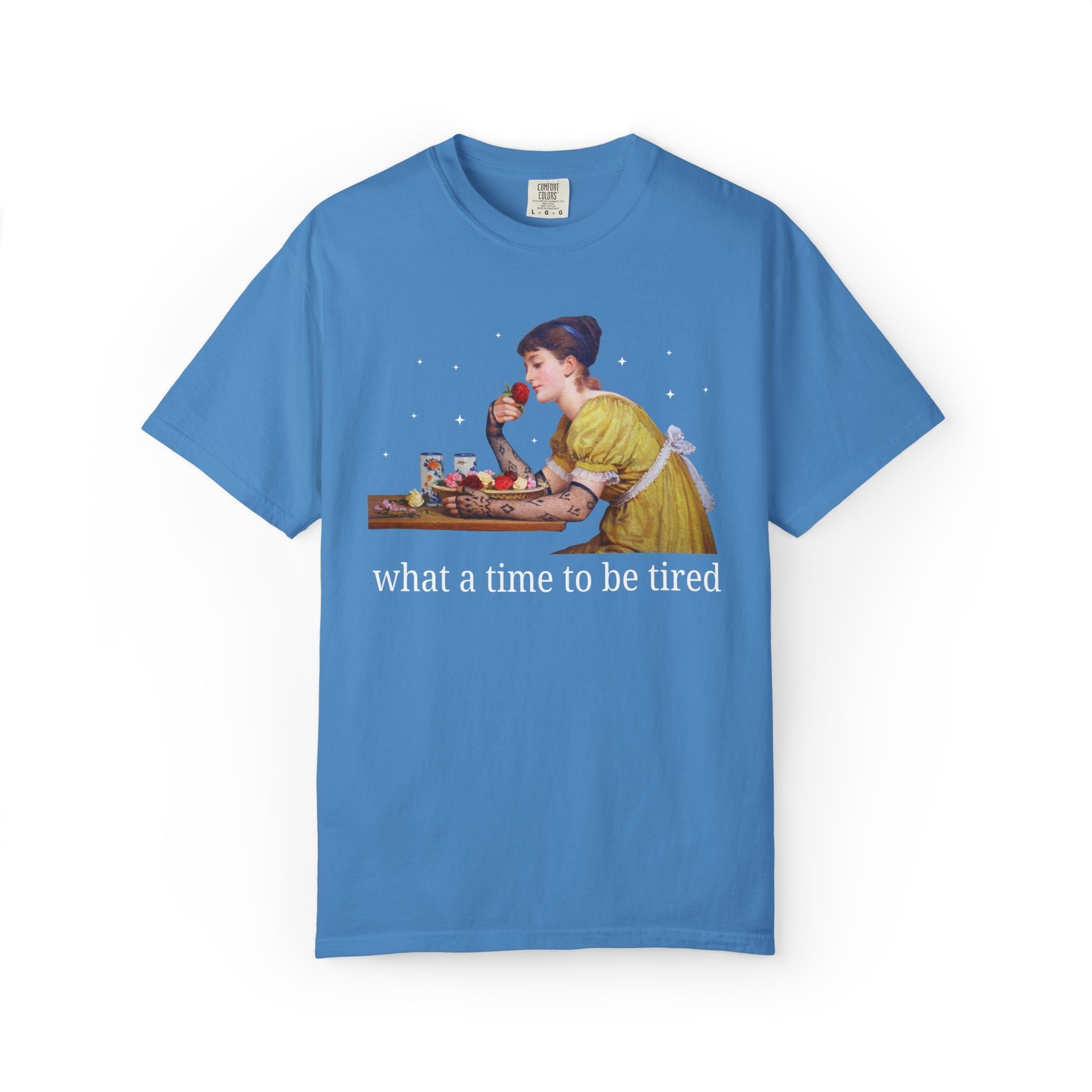 What a Time To Be Tired: Funny Art History T-Shirt with Stars, Silly Tired Mom Museum Lover Gift for Feminist, Unhinged Chaotic Mom Shirt - Opal and June