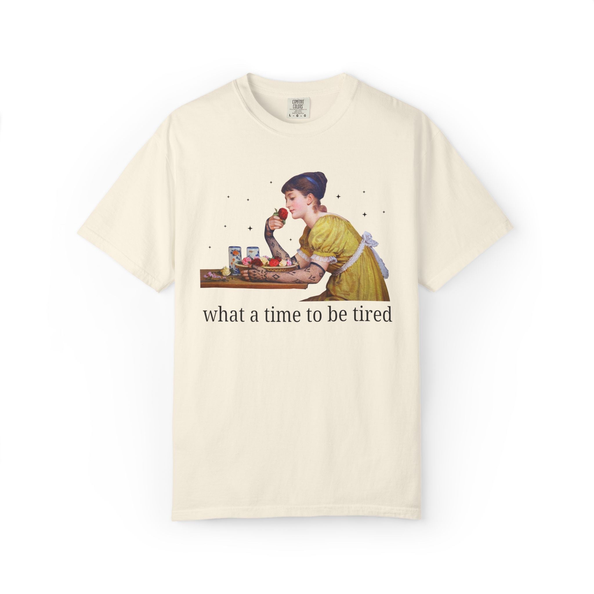 What a Time To Be Tired: Funny Art History T-Shirt with Stars, Silly Tired Mom Museum Lover Gift for Feminist, Unhinged Chaotic Mom Shirt - Opal and June