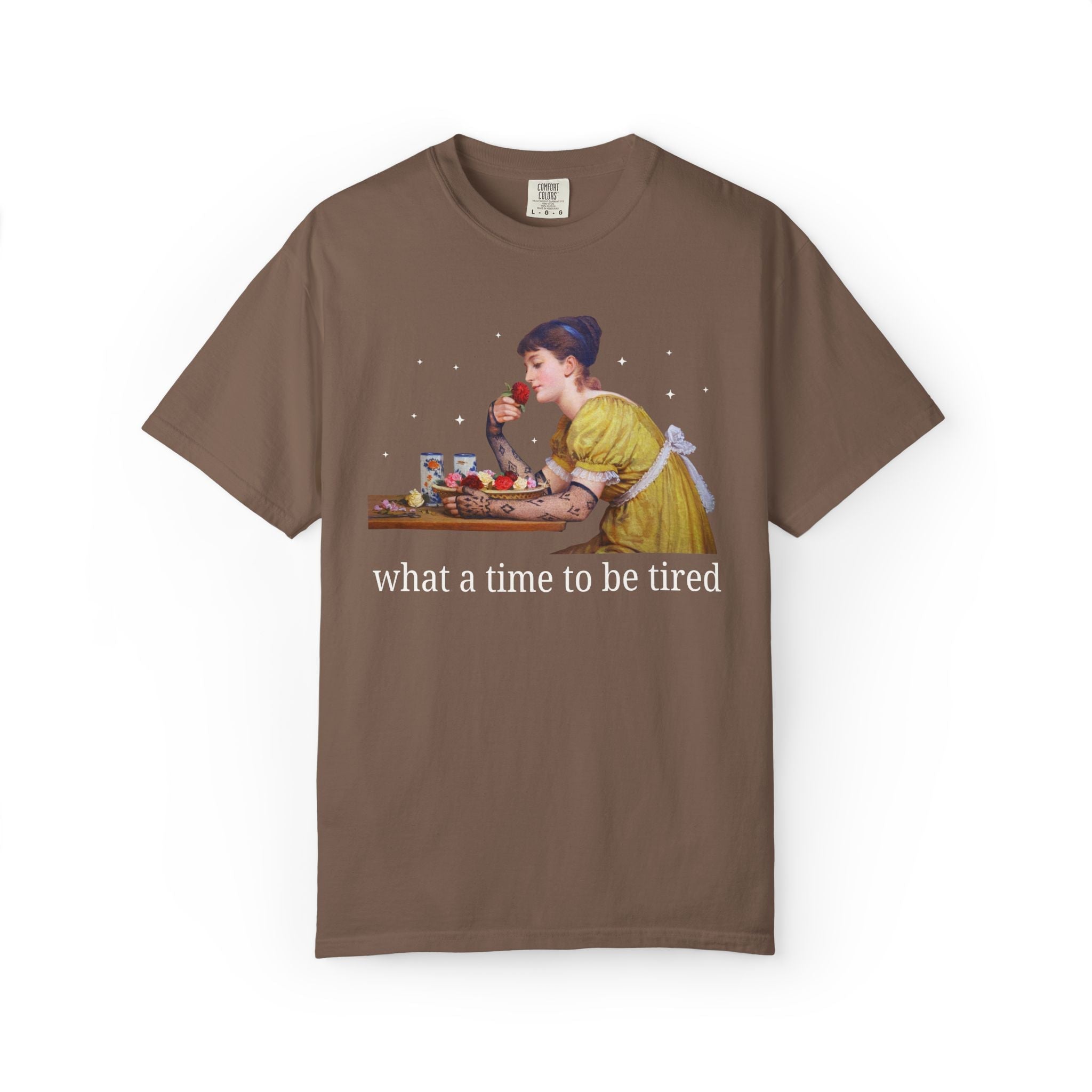 What a Time To Be Tired: Funny Art History T-Shirt with Stars, Silly Tired Mom Museum Lover Gift for Feminist, Unhinged Chaotic Mom Shirt - Opal and June