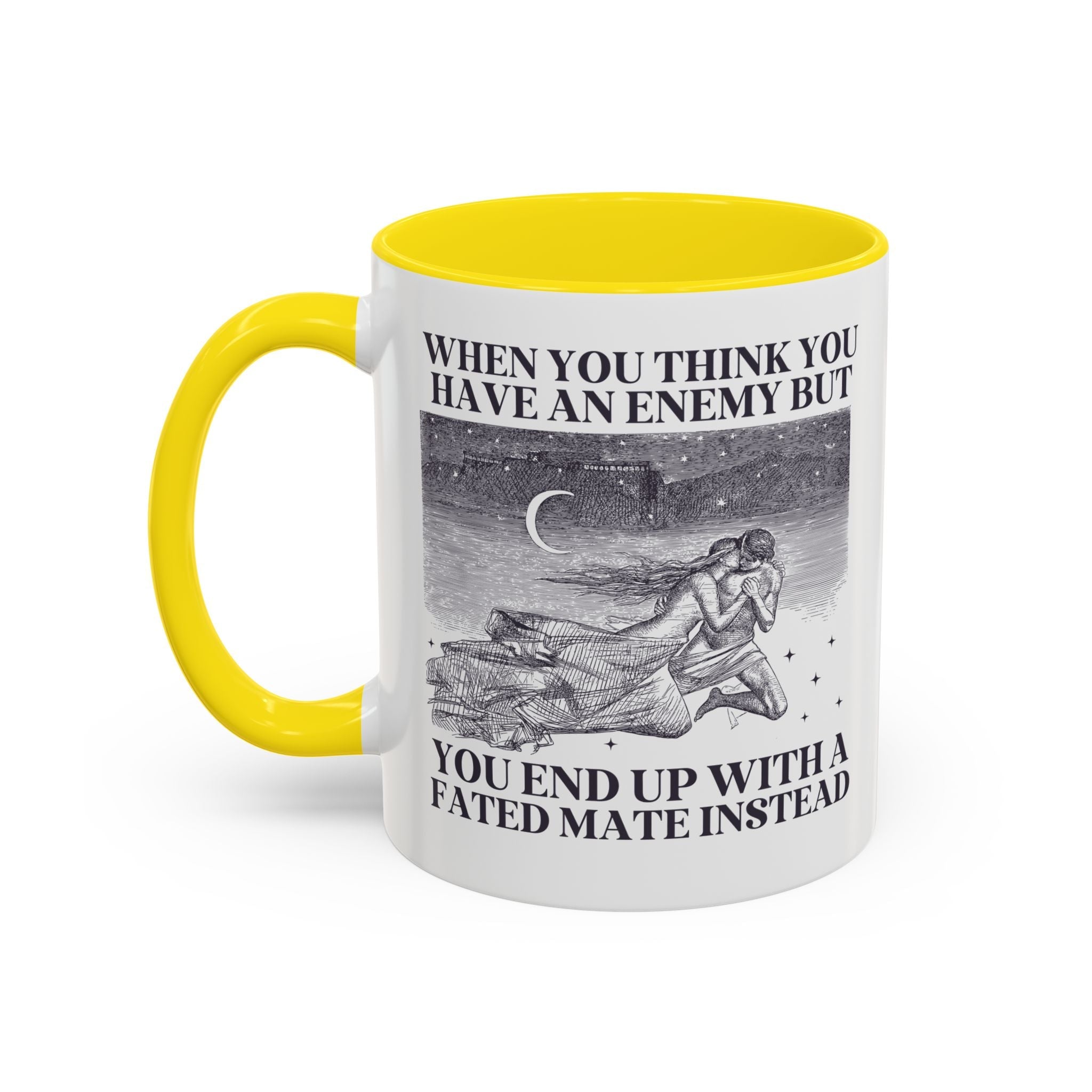 When You Think You Have an Enemy Bookish Coffee Mug with Vintage Aesthetic, Silly Bookish Mug for Reader Who Loves Romantasy Novels, Fated Mate Romance Trope - Opal and June