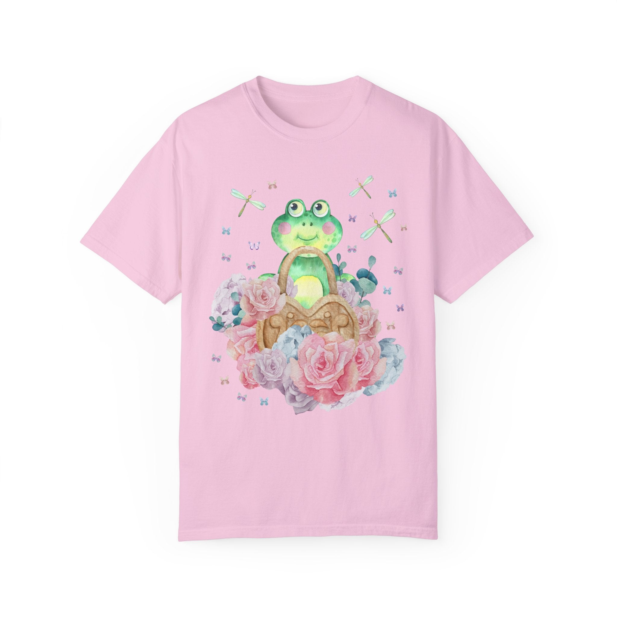 Whimsical Frog Tee Shirt with Flowers: Cute Valentine's T-Shirt for Teachers | Retro and Colorful Maximalist Style Tee, Nineties Aesthetic T - Opal and June