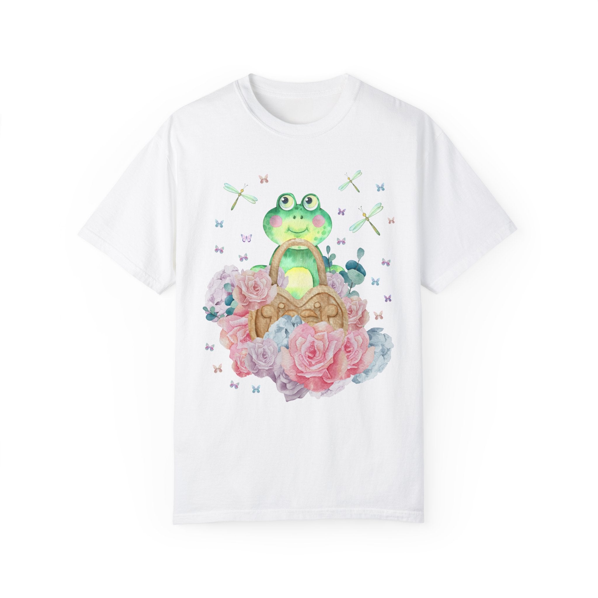 Whimsical Frog Tee Shirt with Flowers: Cute Valentine's T-Shirt for Teachers | Retro and Colorful Maximalist Style Tee, Nineties Aesthetic T - Opal and June