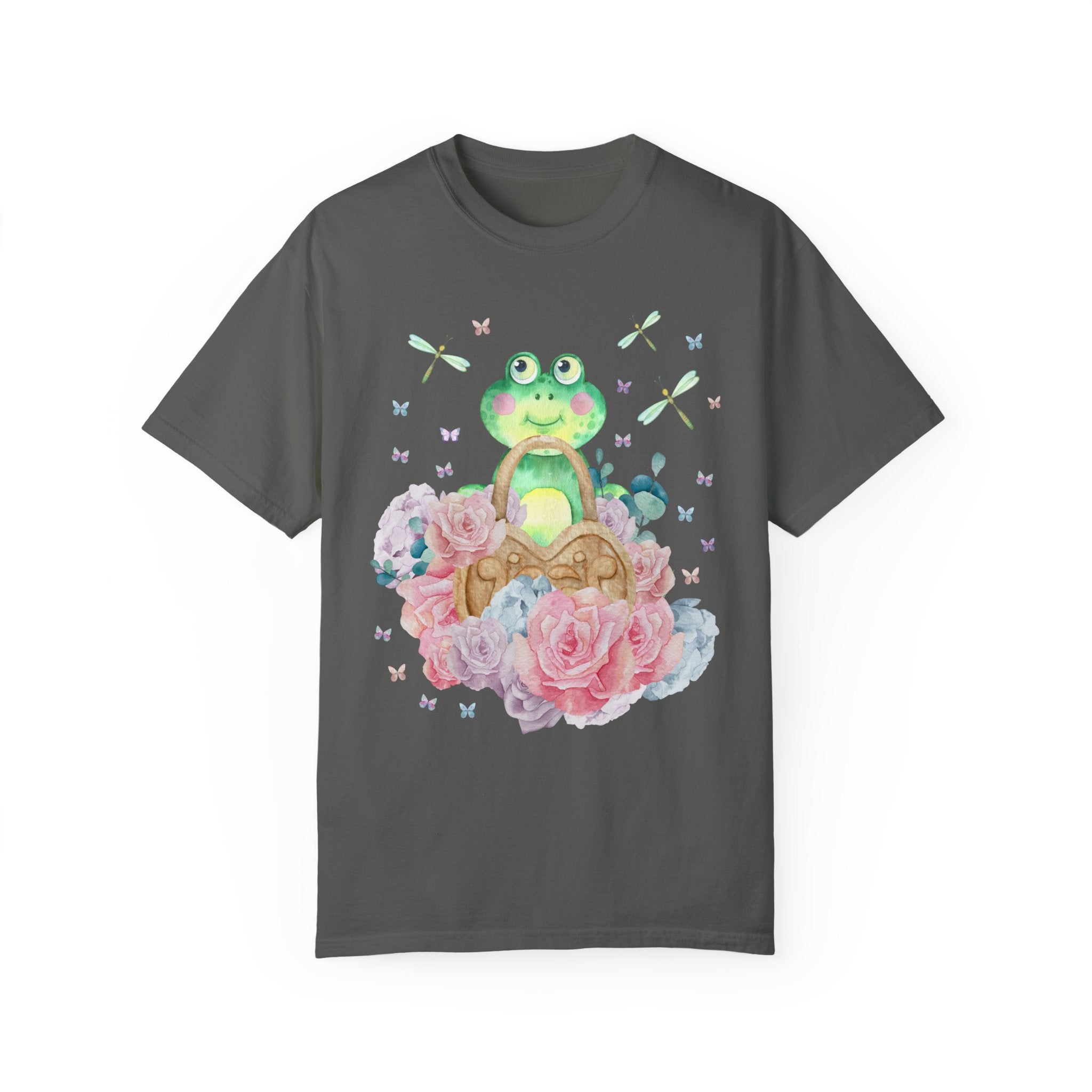 Whimsical Frog Tee Shirt with Flowers: Cute Valentine's T-Shirt for Teachers | Retro and Colorful Maximalist Style Tee, Nineties Aesthetic T - Opal and June